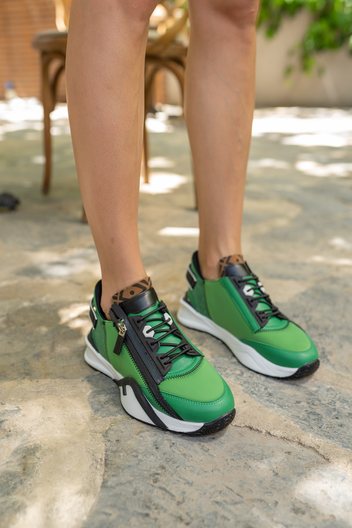 Jannıca Kadin Çimen Yeşil Scuba Kumaş Detay Sneaker
