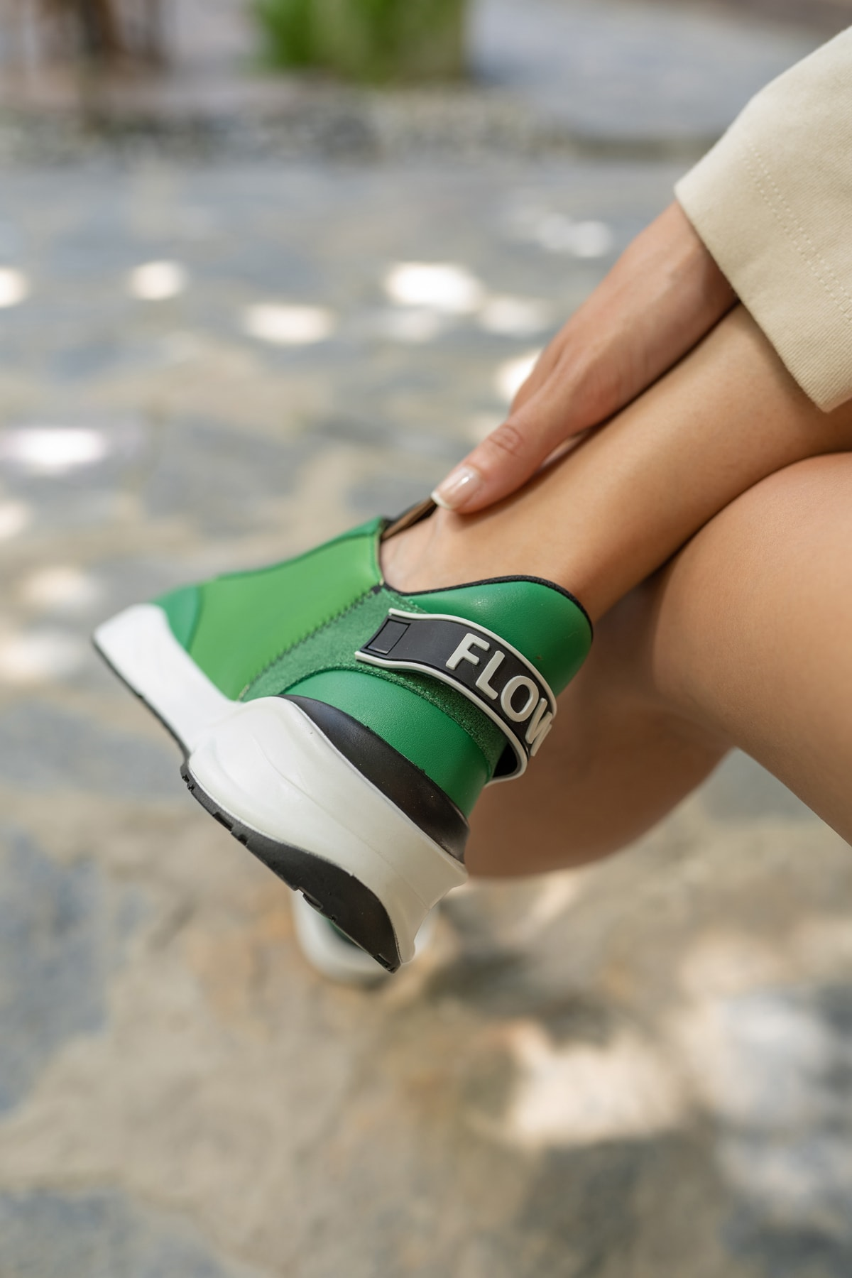 Jannıca Kadin Çimen Yeşil Scuba Kumaş Detay Sneaker
