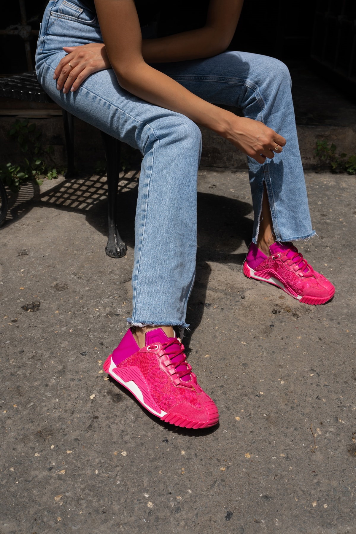 Trine Kadin Fusya Dantel Detay Sneakers