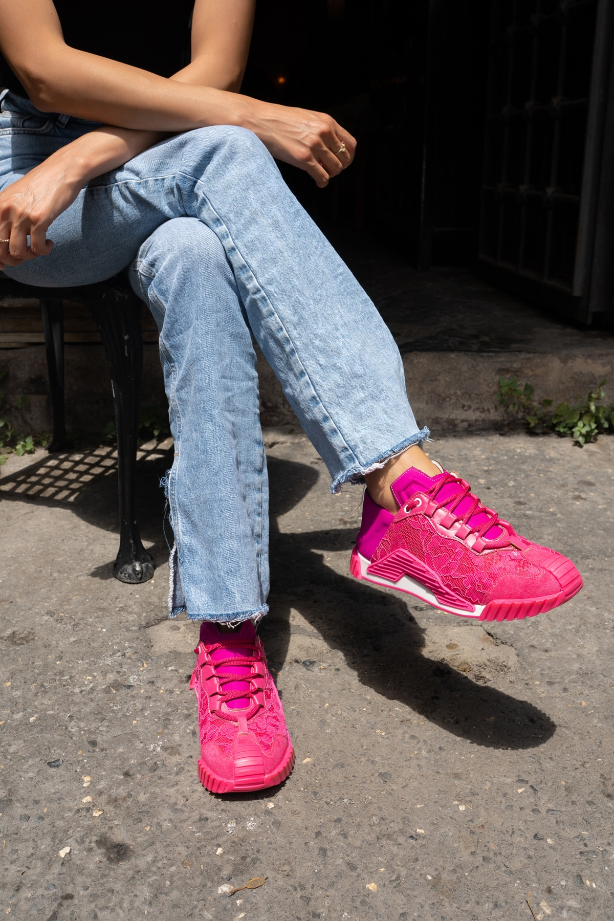 Trine Kadin Fusya Dantel Detay Sneakers