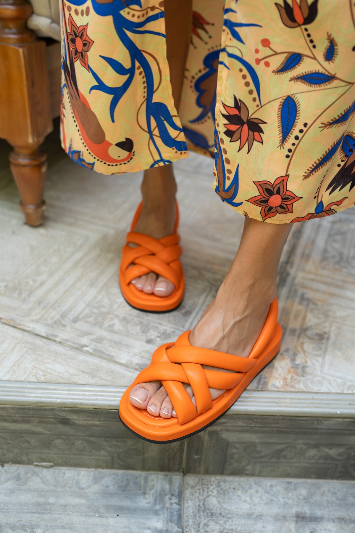 Marciya Kadin Orange Pofuduk Sandalet