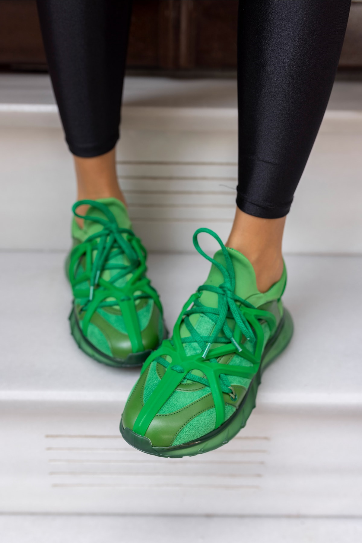 Boey Kadin Yeşil Dalgiç Kumaş Detay Sneaker