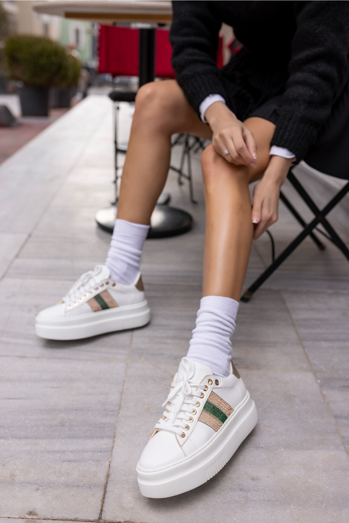 Zanıolo Kadın Beyaz Taş Detay Sneaker
