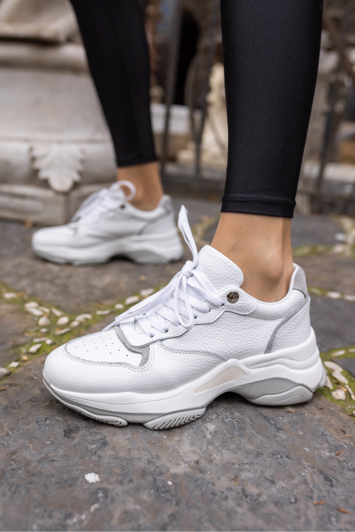 OLİVİA KADİN BEYAZ GERCEK DERİ 5 CM TABAN SNEAKER