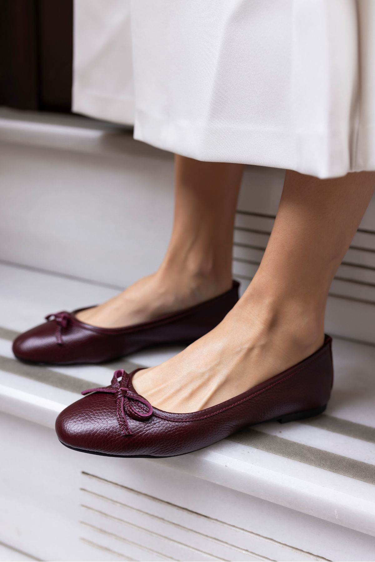 LUMBO KADIN BORDO GERCEK DERİ BABET