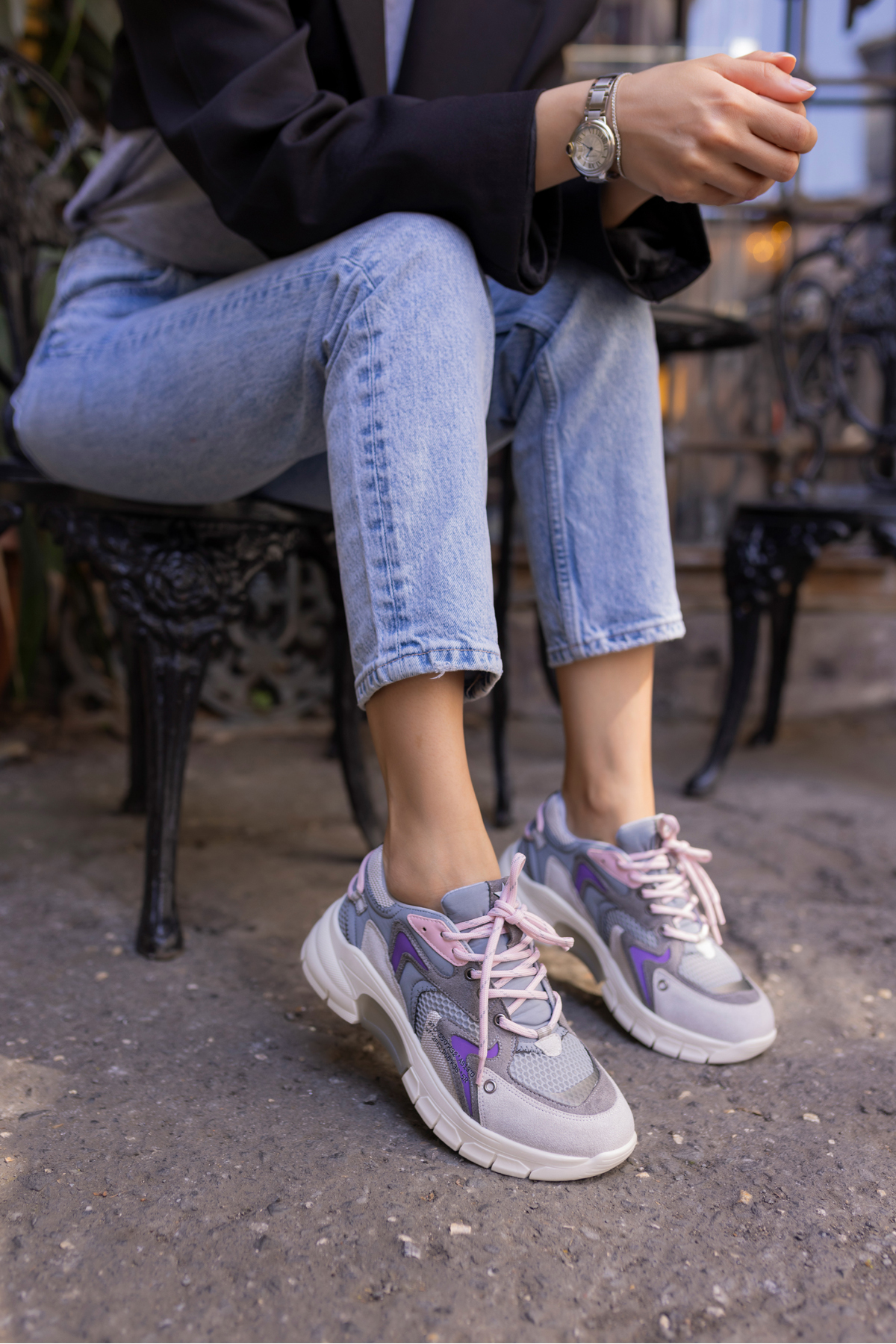 DESİRE KADİN GRİ LİLA GEÇİŞLİ SNEAKER