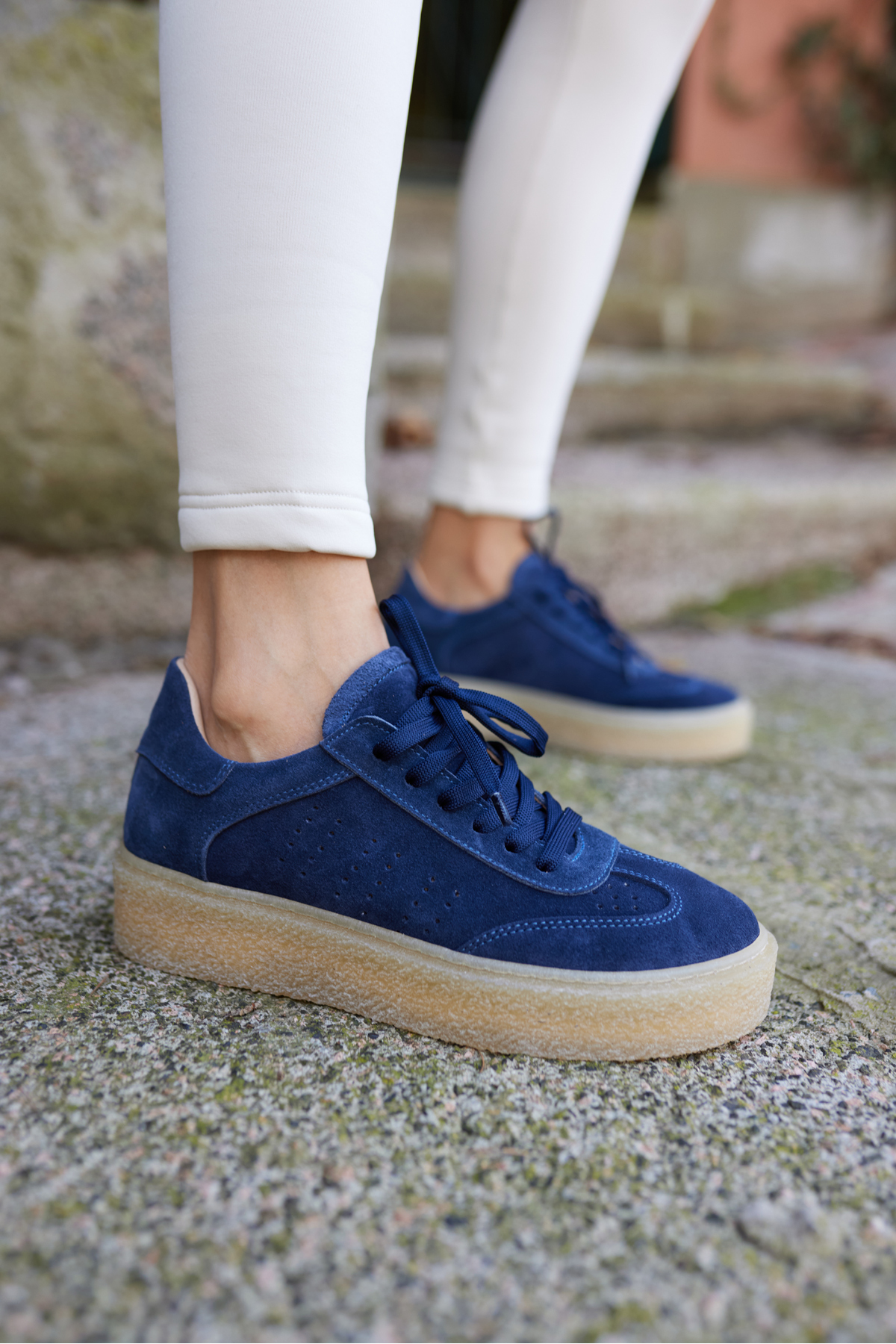 ALİSTAR KADIN LACİVERT GECREK DERİ SUET BAGCIKLİ SNEAKER