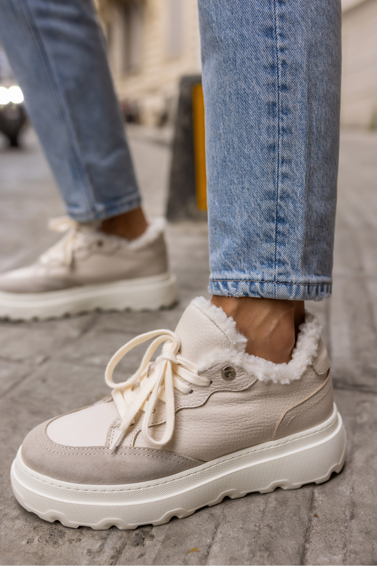 KEDDY KADİN BEJ GERCEK DERİ EVA TABAN SNEAKER