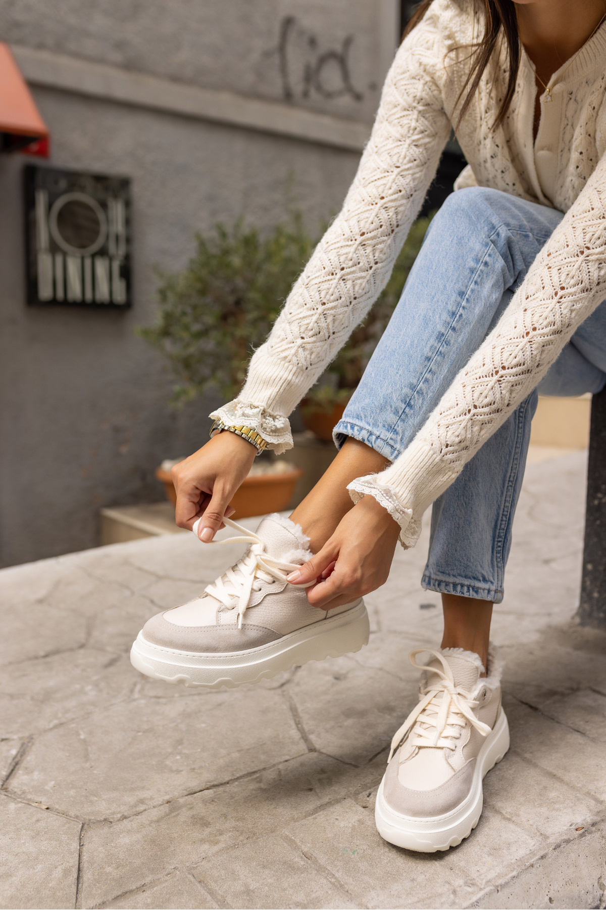KEDDY KADİN BEJ GERCEK DERİ EVA TABAN SNEAKER