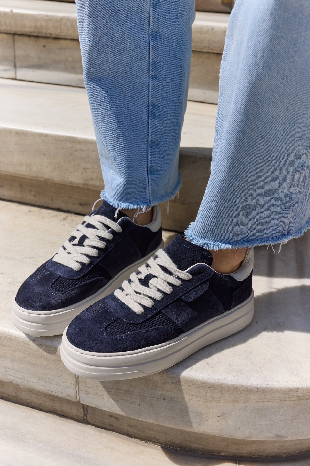 LUSSARO KADİN LACİVERTGERCEK DERİ SUET EVA 5 CM SNEAKER