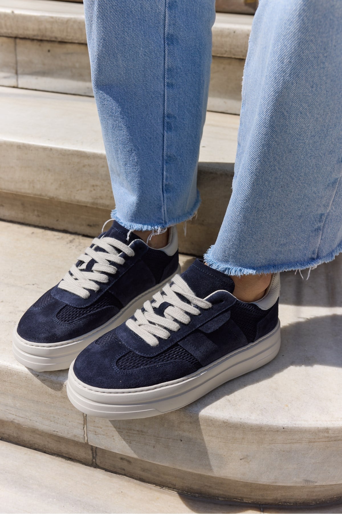 LUSSARO KADİN LACİVERTGERCEK DERİ SUET EVA 5 CM SNEAKER