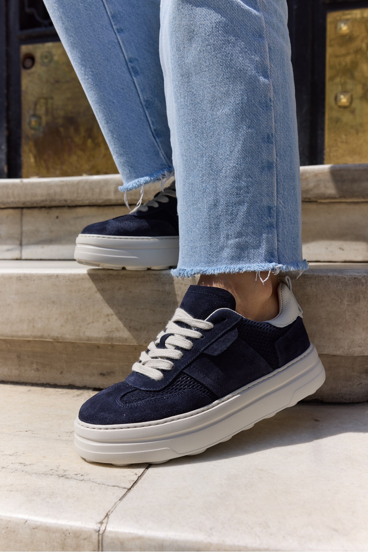 LUSSARO KADİN LACİVERTGERCEK DERİ SUET EVA 5 CM SNEAKER