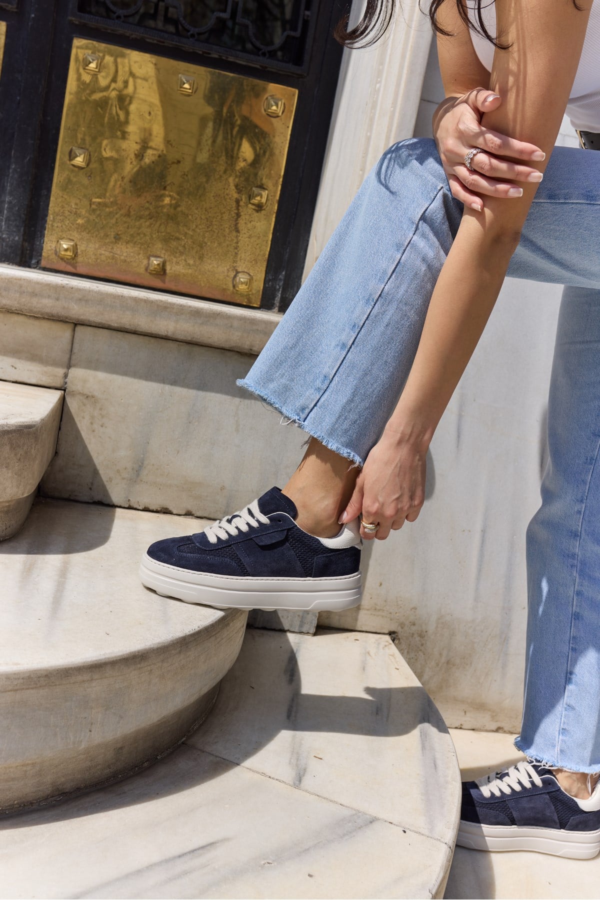 LUSSARO KADİN LACİVERTGERCEK DERİ SUET EVA 5 CM SNEAKER