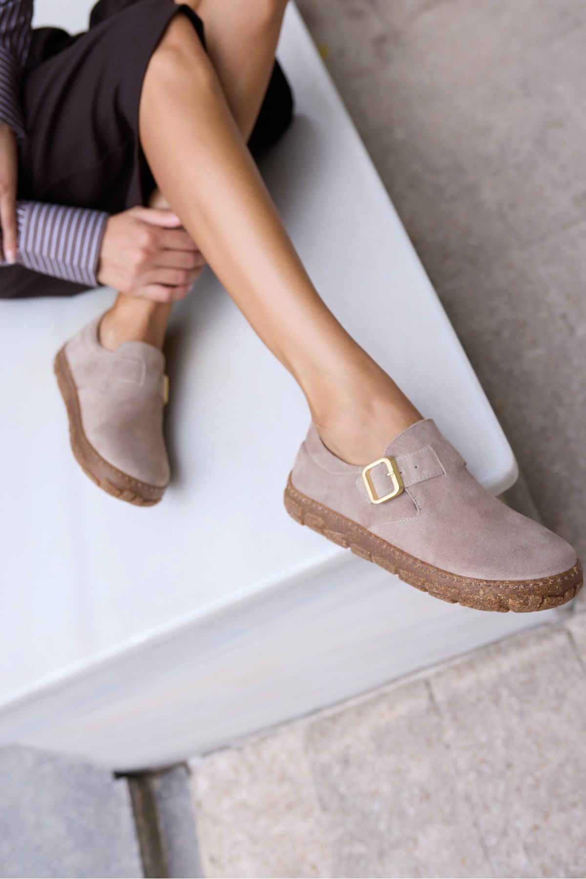ALESSİ KADİN VİZON SUET LOAFER AYAKKABİ