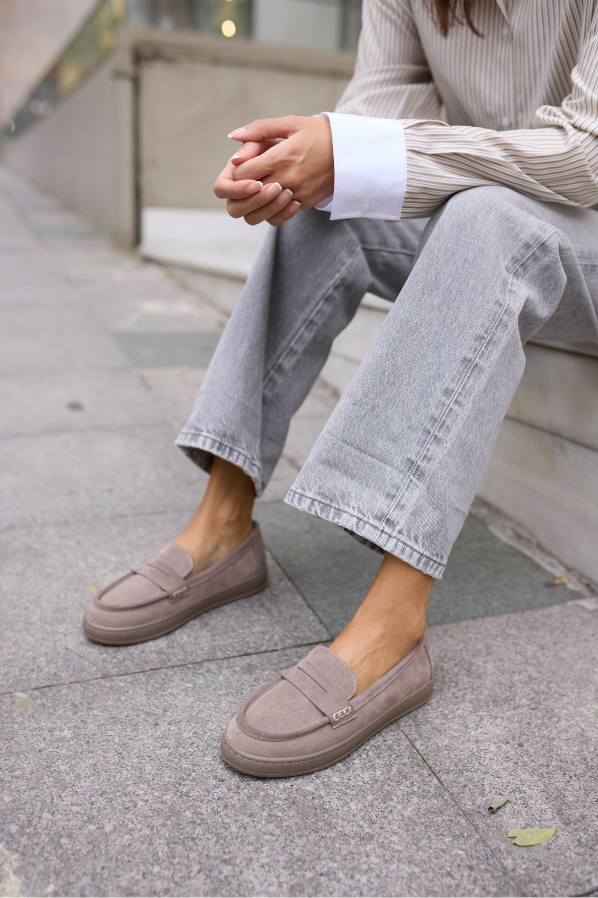CRAFT KADIN VİZON GERCEK SUET LOAFER AYAKKABİ