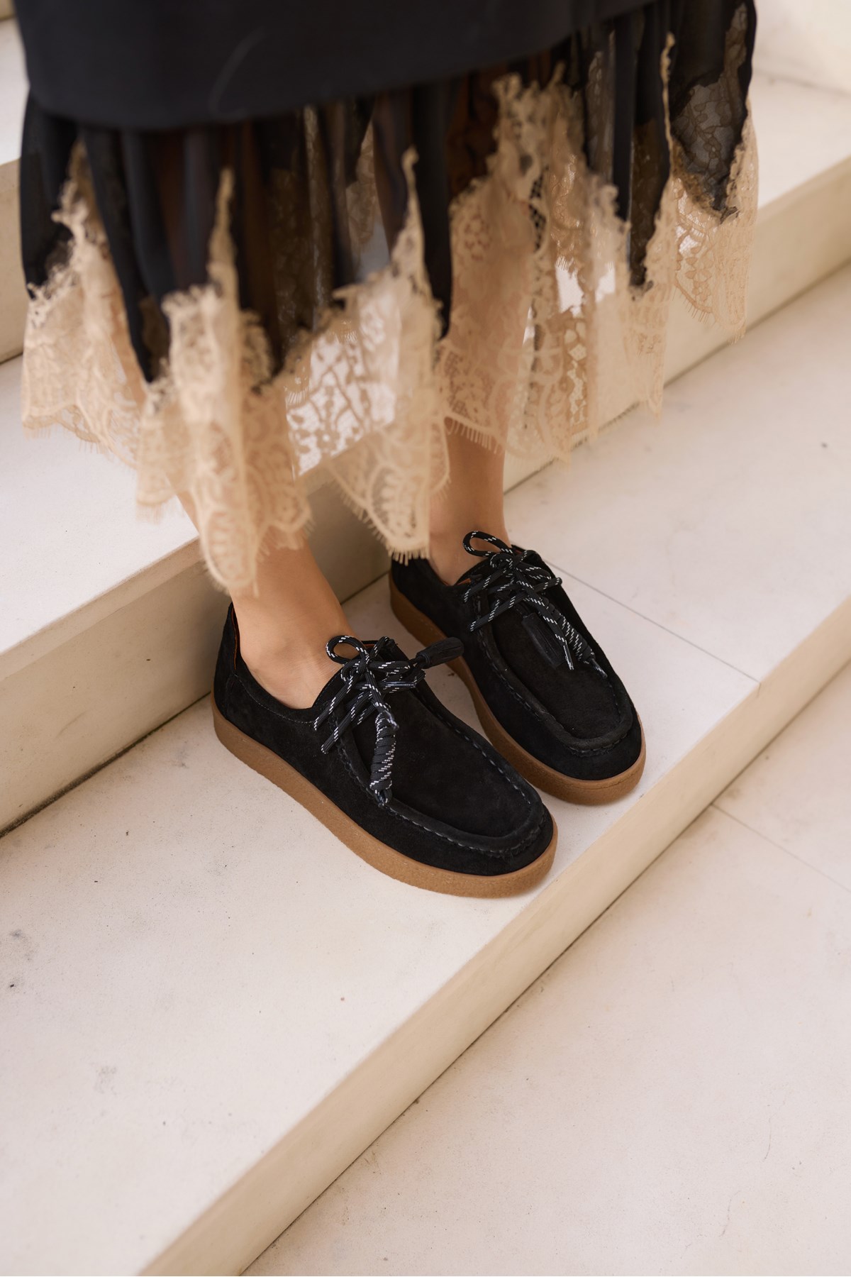 LEMARİO KADİN SİYAH SUET BAGCIK DETAY KAUCUK TABAN LOAFER