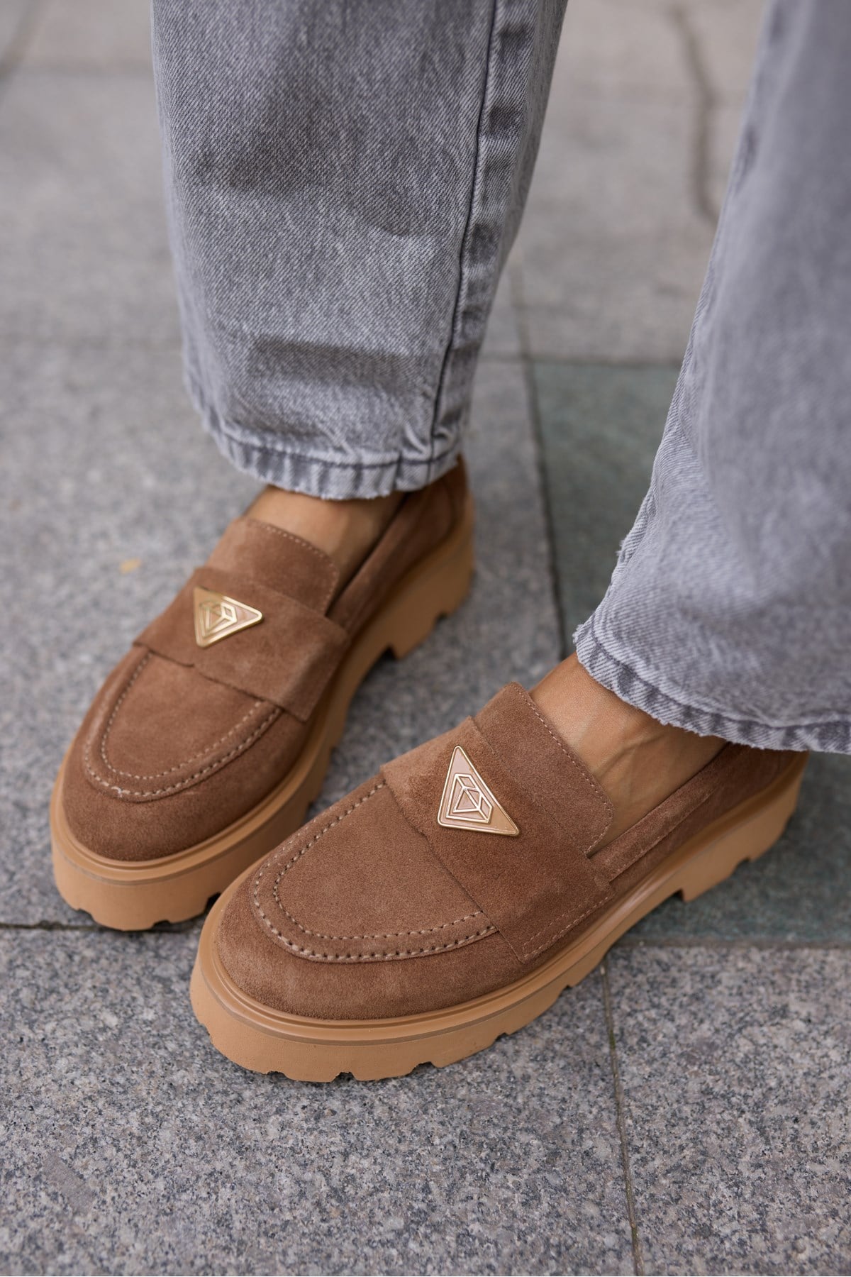 MİRELA KADİN TABA TUTUN GERCEK SUET LOAFER AYAKKABİ