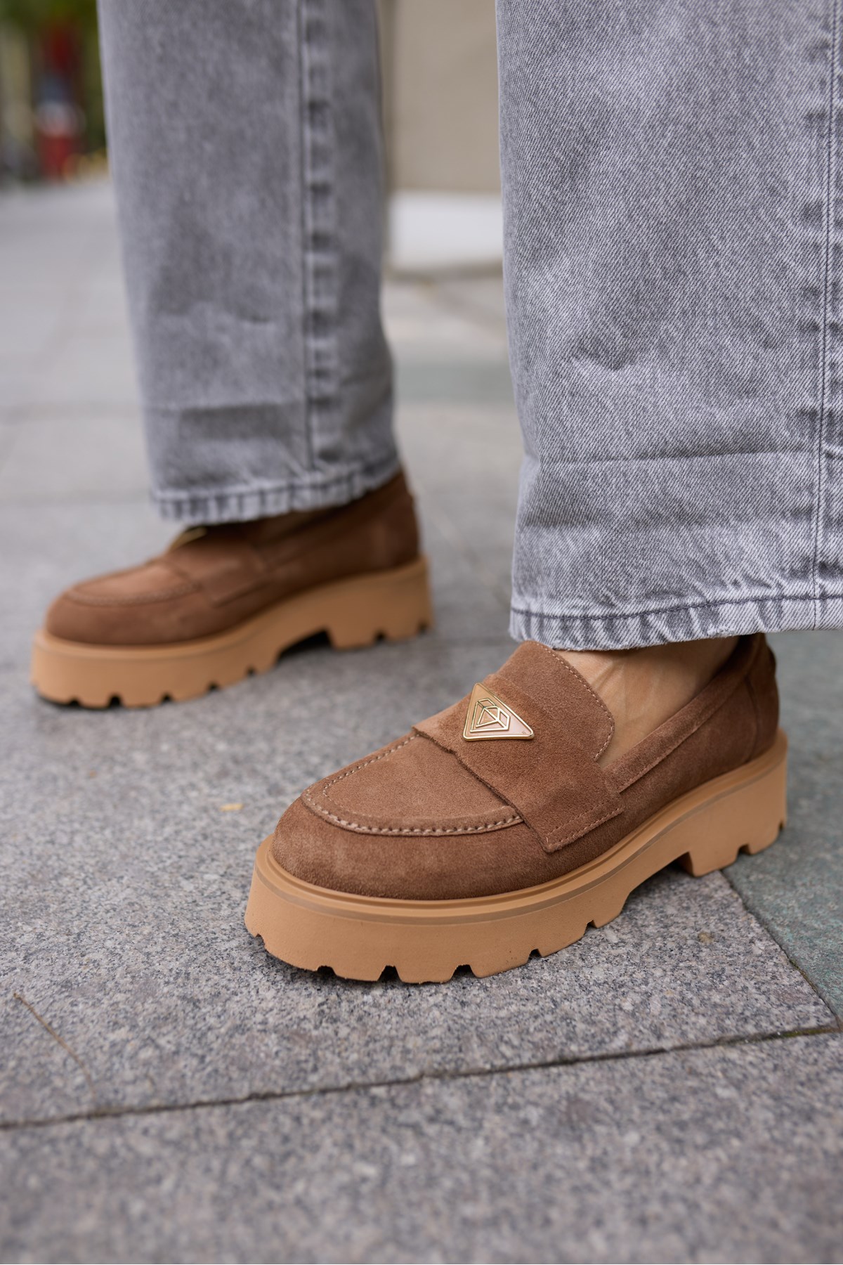 MİRELA KADİN TABA TUTUN GERCEK SUET LOAFER AYAKKABİ