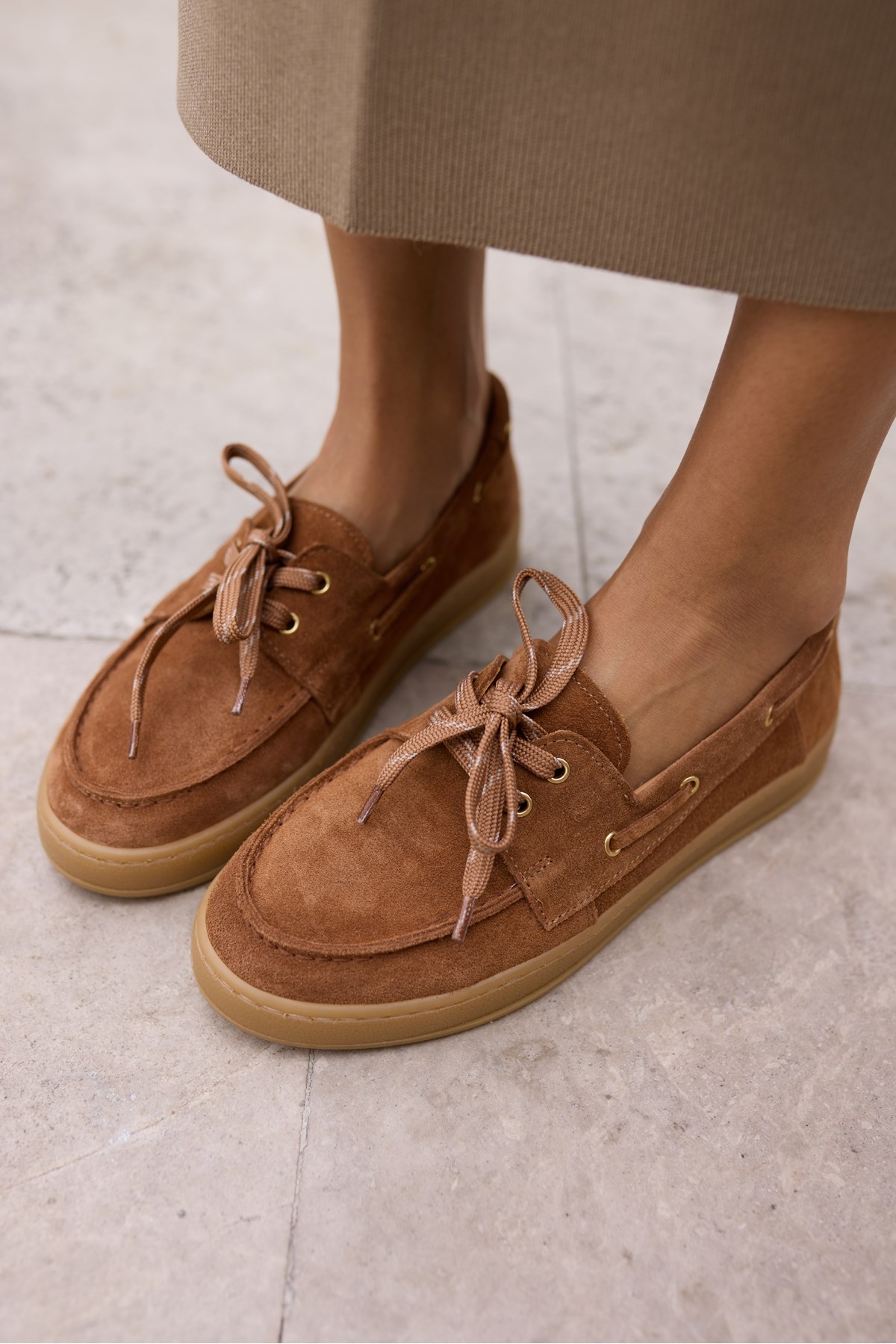 CANDELA KADİN TABA GERCEK SUET LOAFER AYAKKABİ