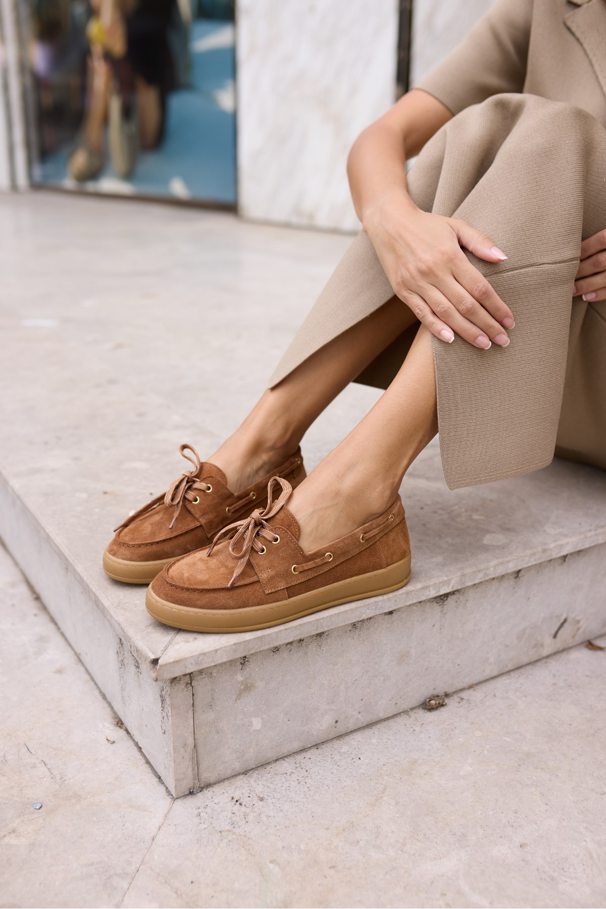 CANDELA KADİN TABA GERCEK SUET LOAFER AYAKKABİ