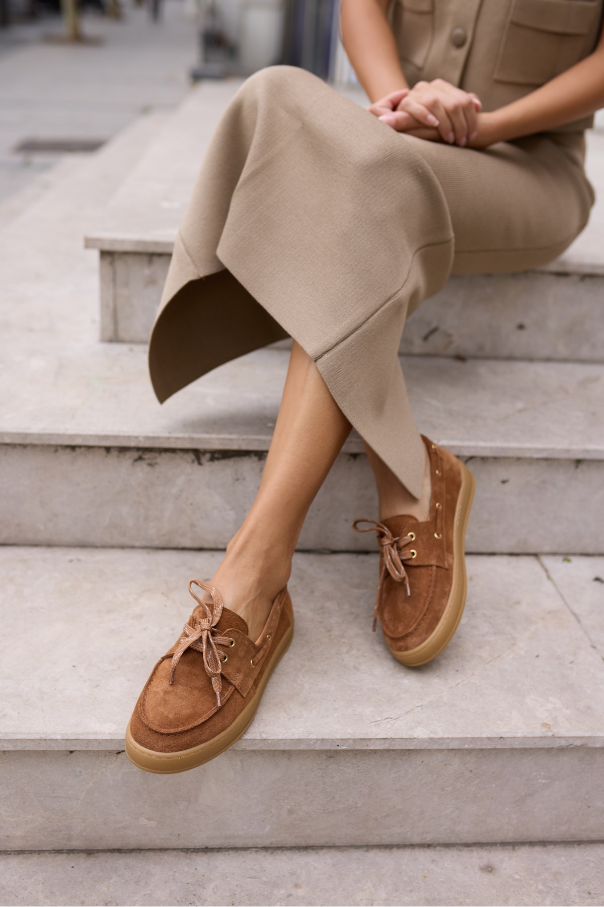 CANDELA KADİN TABA GERCEK SUET LOAFER AYAKKABİ
