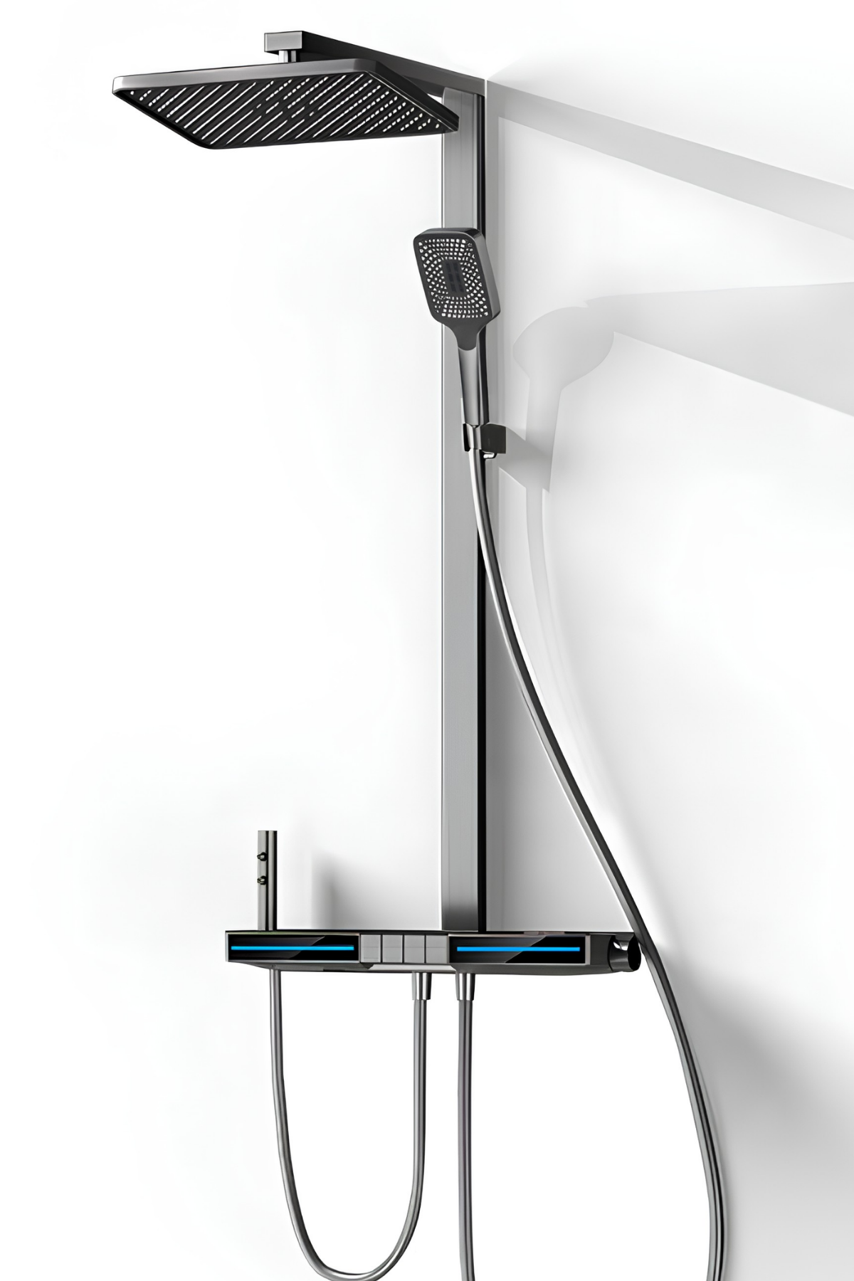  OXY AQUA - Elegance Dijital LED Göstergeli Piyano Tuşlu Termostatik Banyo Batarya Duş Sistemi Tepe Robot Duş Seti