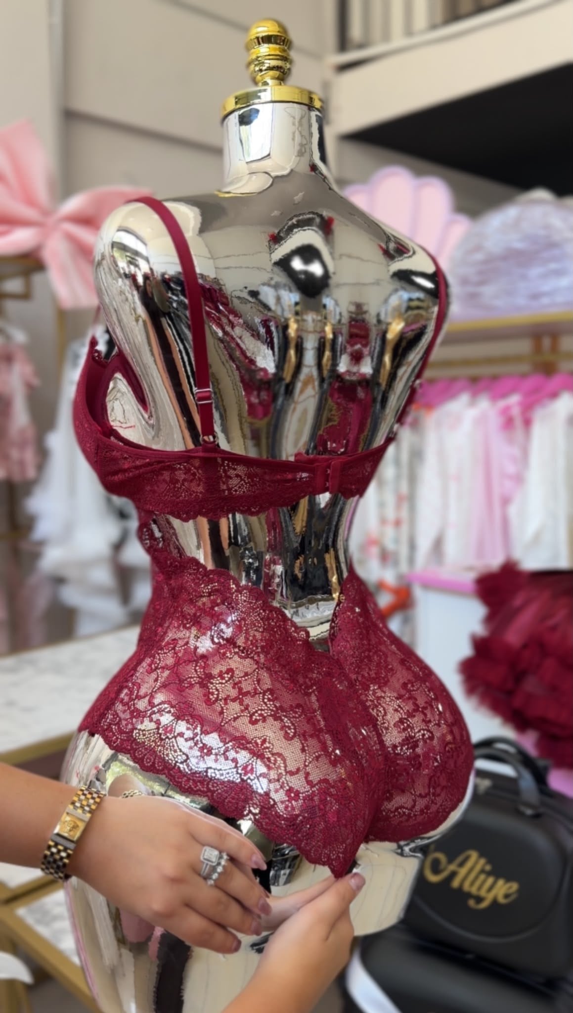 Bordo Saten Sabahlık Destekli Tulum