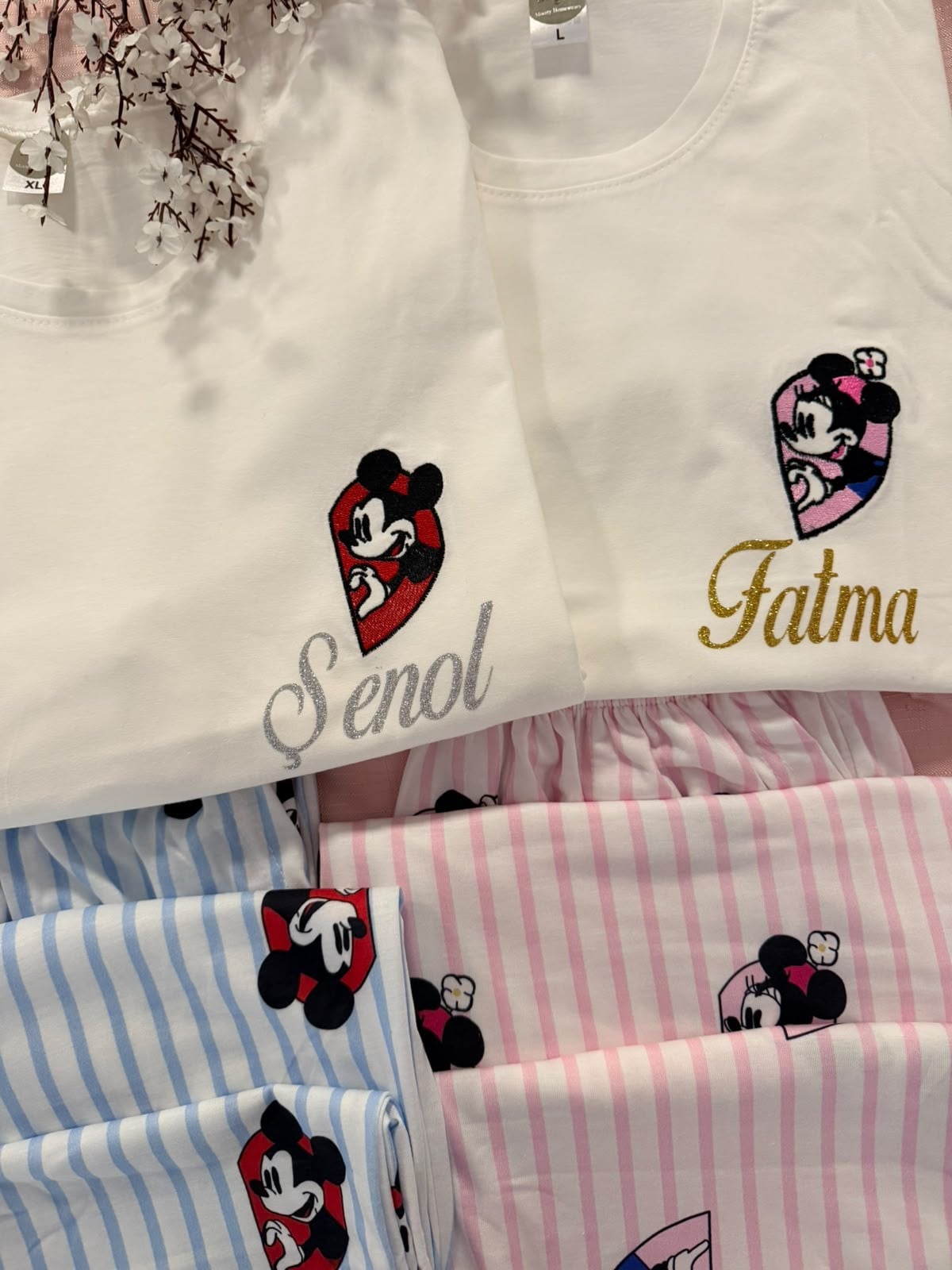 İsme Özel Mick Min Love Çift Pijaması 