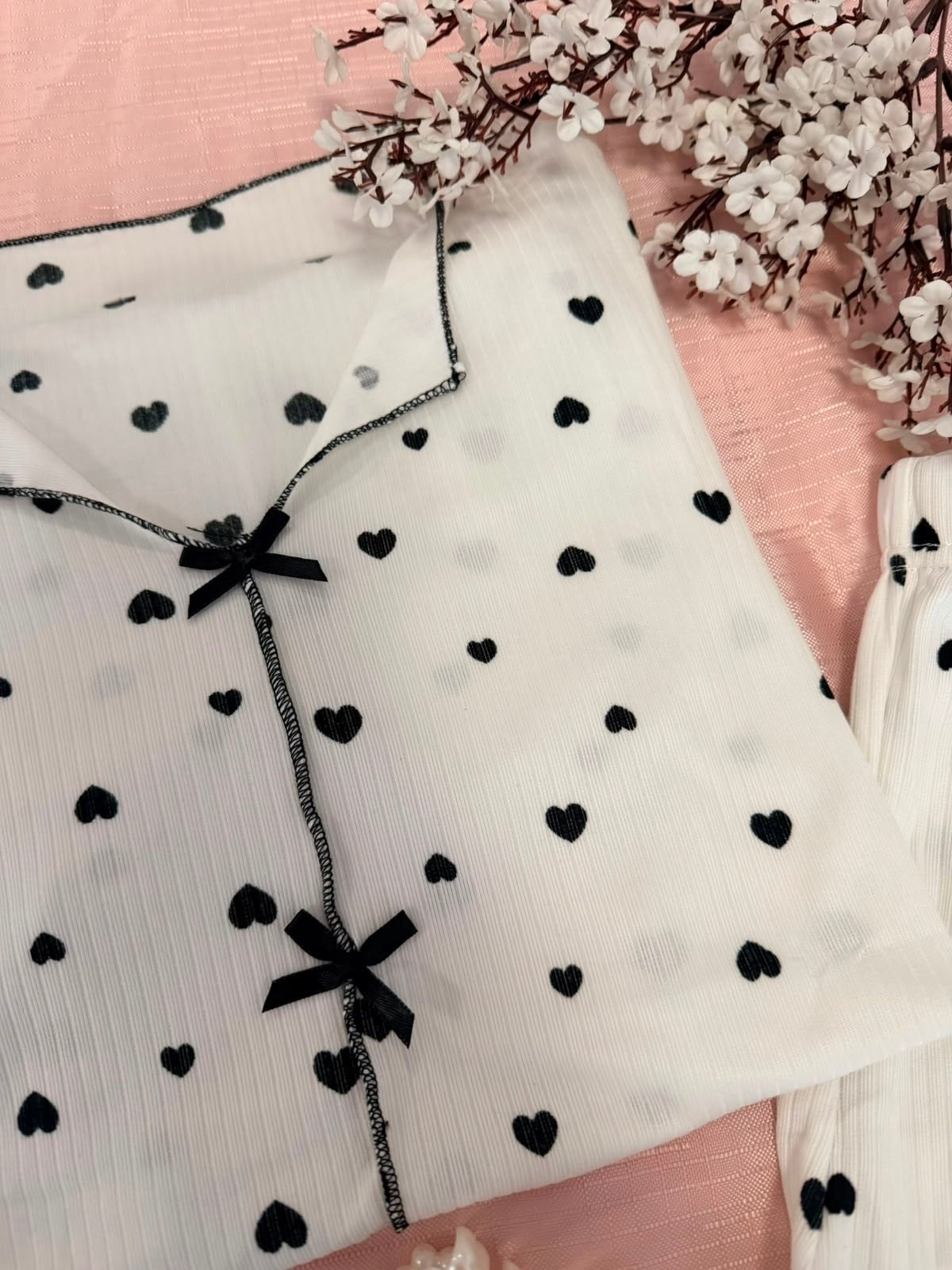 Siyah Kurdele Yazlık Yumuşacık Şortlu Pijama Takımı