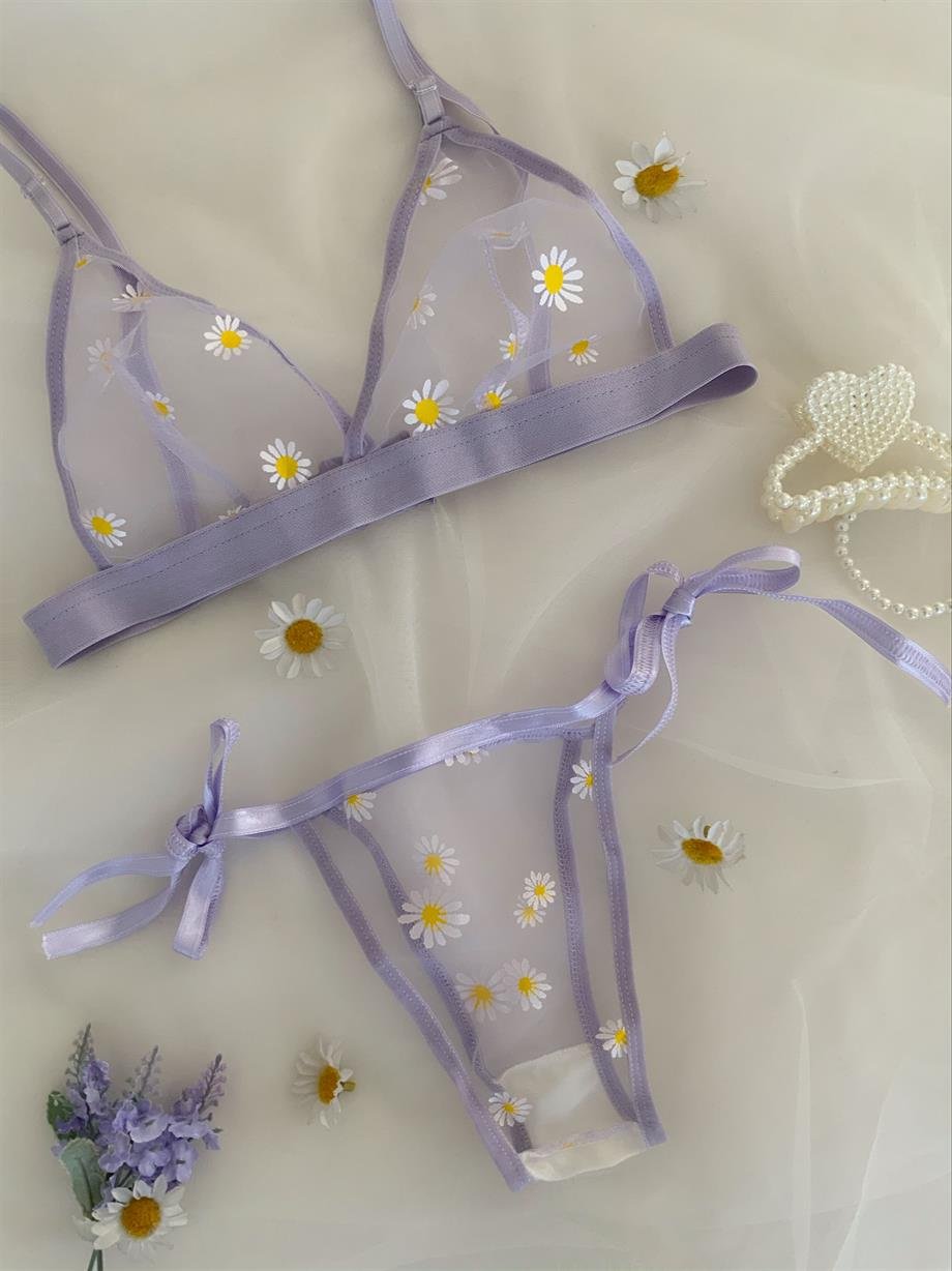 Soft Lila Daisy Bralet Takımı