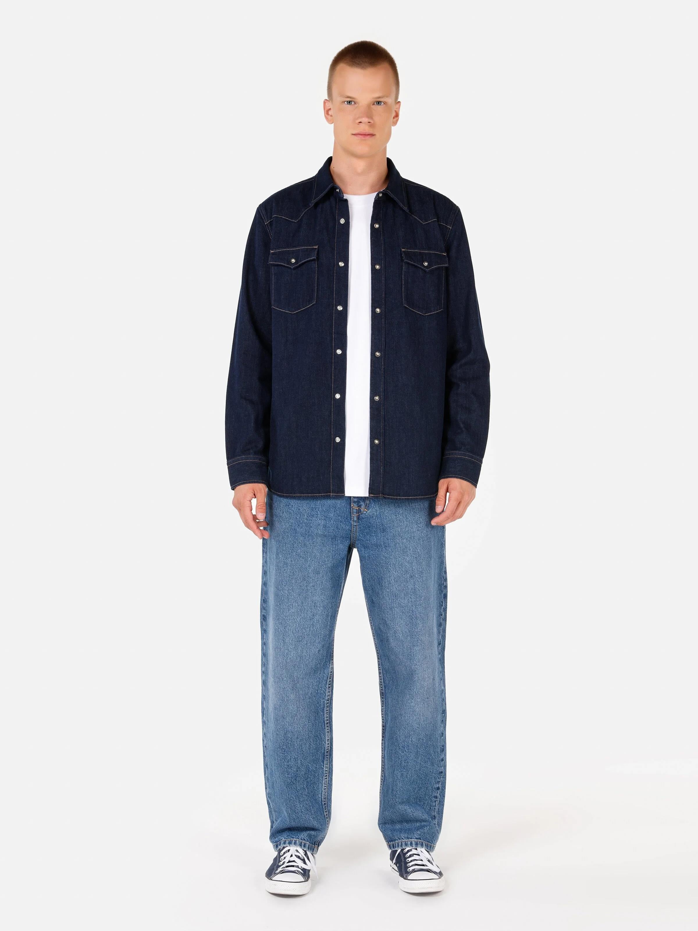 DENIM ERKEK UZUN KOL GÖMLEK Oversize Fit