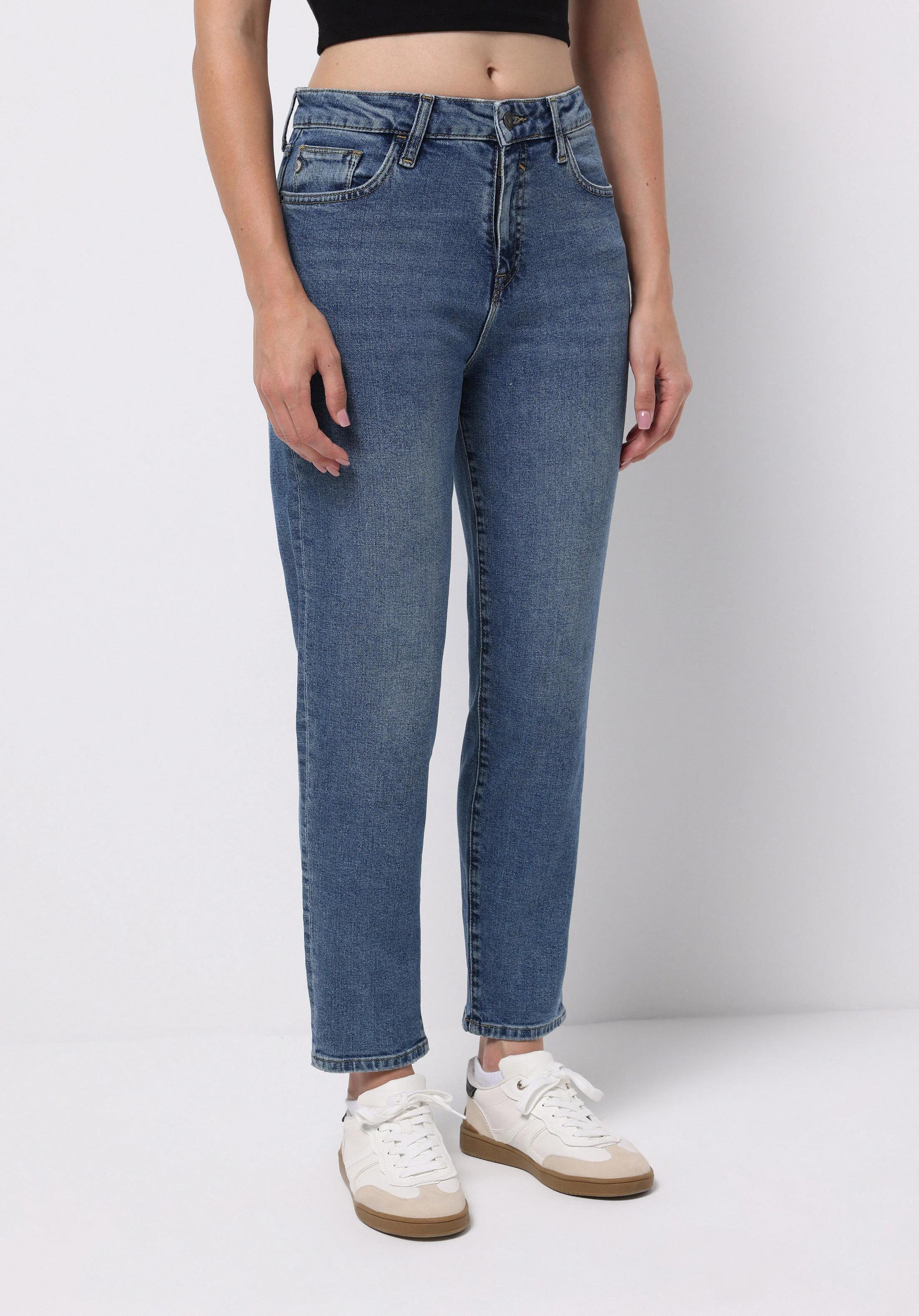 DENIM KADIN JEAN PANTOLON 896  MARIA Yüksek Bel Daralan Paça Mom Fit