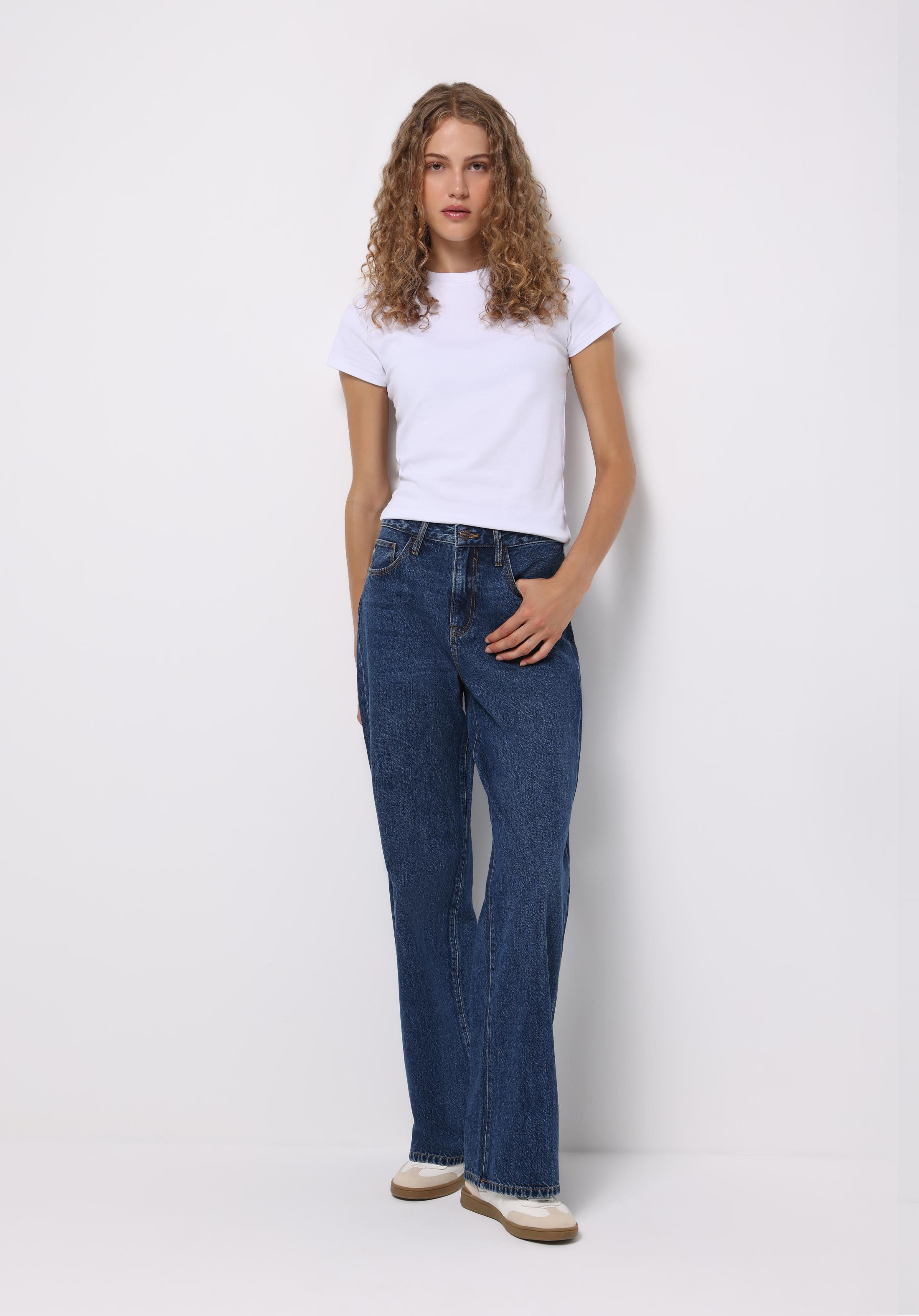 DENIM KADIN JEAN PANTOLON 970 BERRY Yüksek Bel Düz Paça Regular Fit