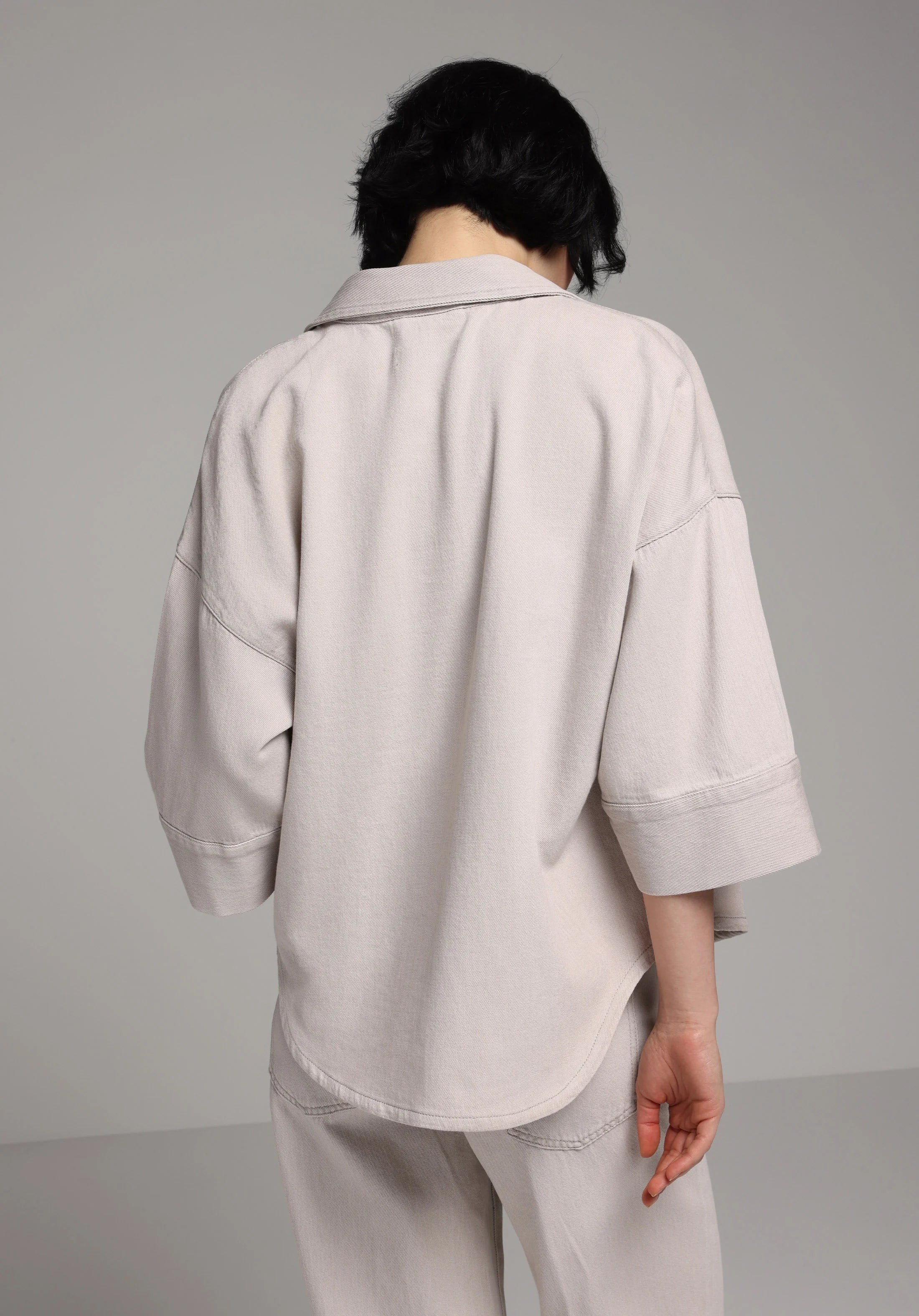 DENIM KADIN KISA KOL GÖMLEK Oversize Fit