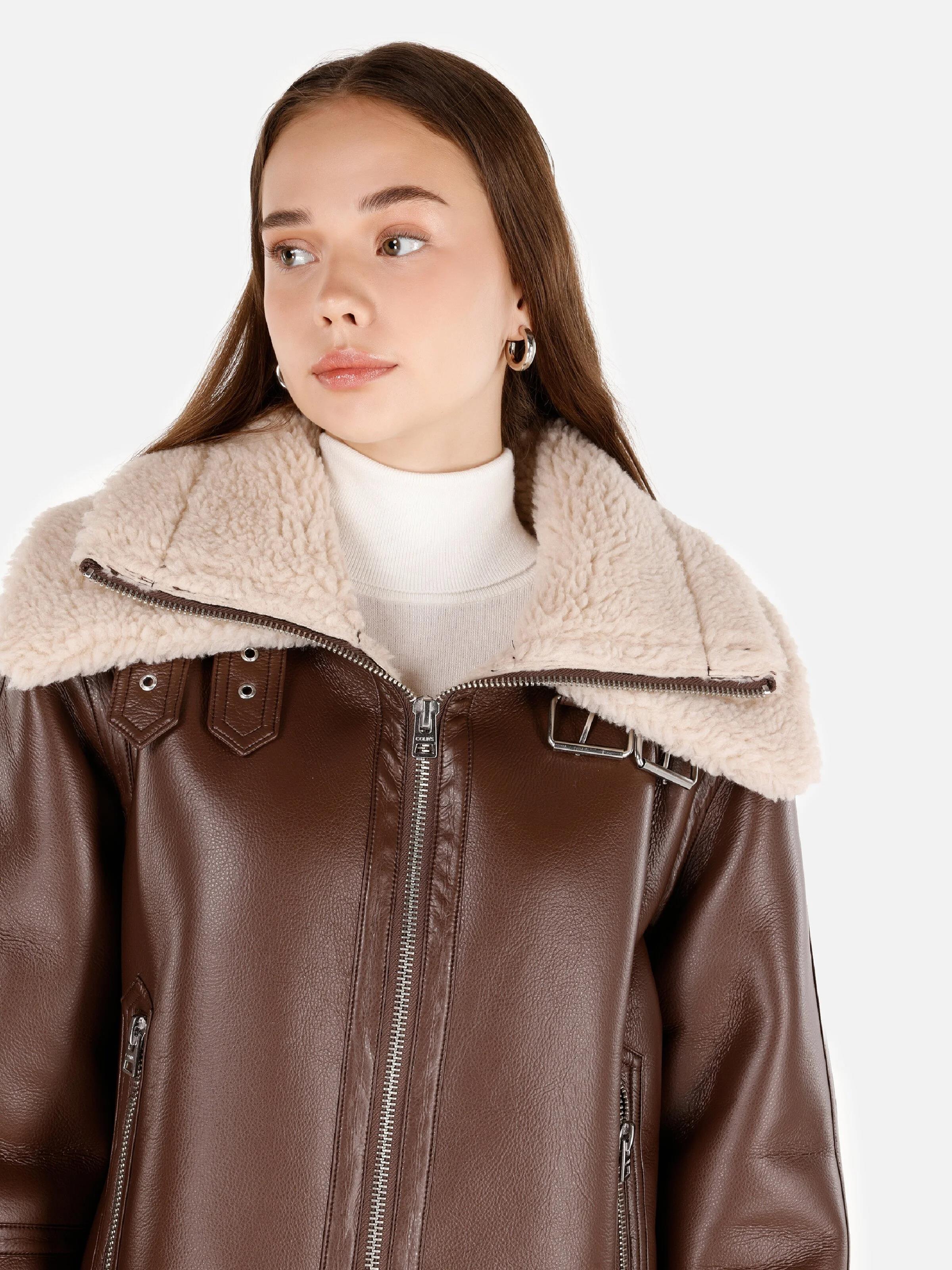 DOKUMA DIŞ KADIN PU MONT Regular Fit