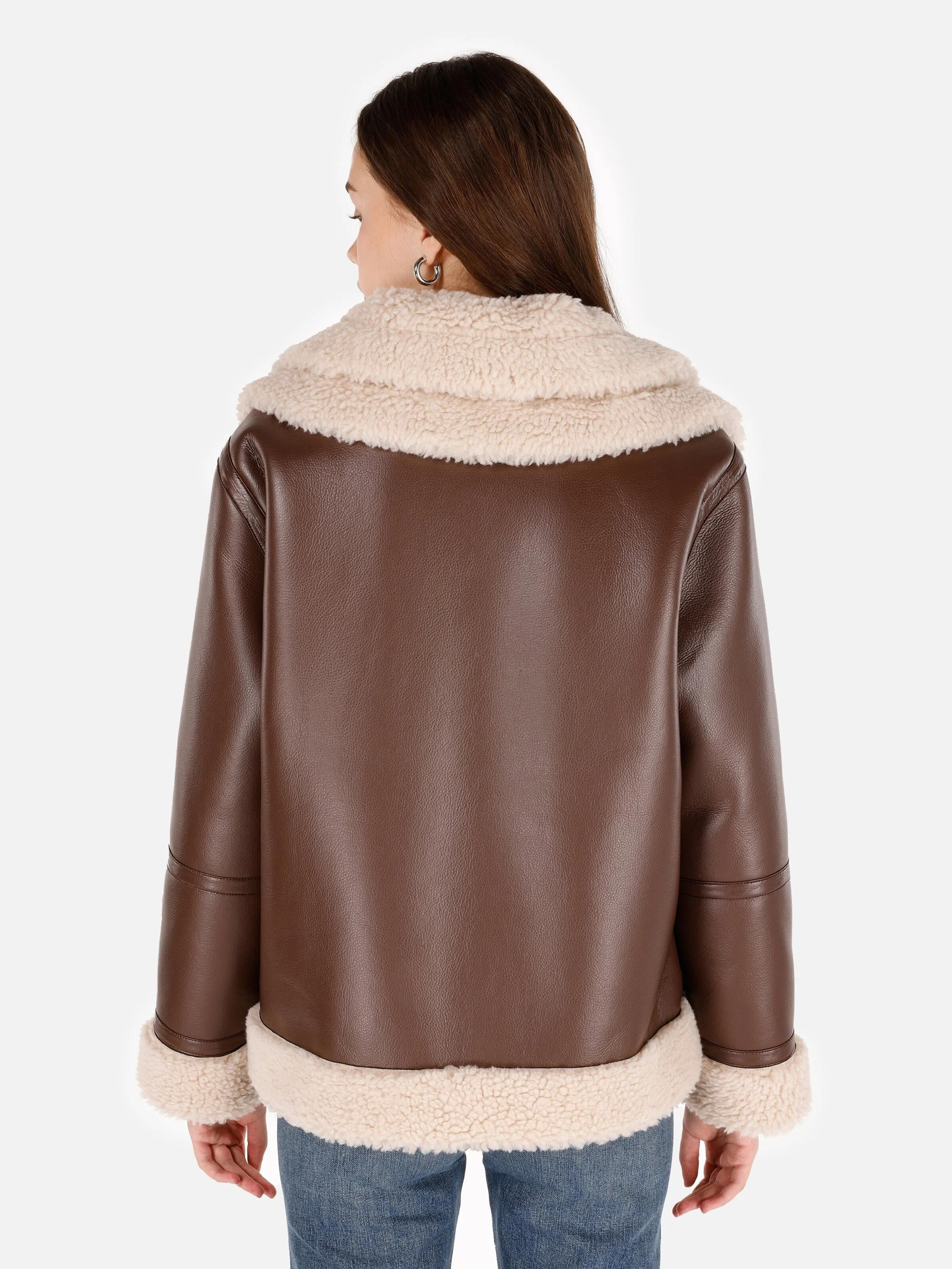 DOKUMA DIŞ KADIN PU MONT Regular Fit