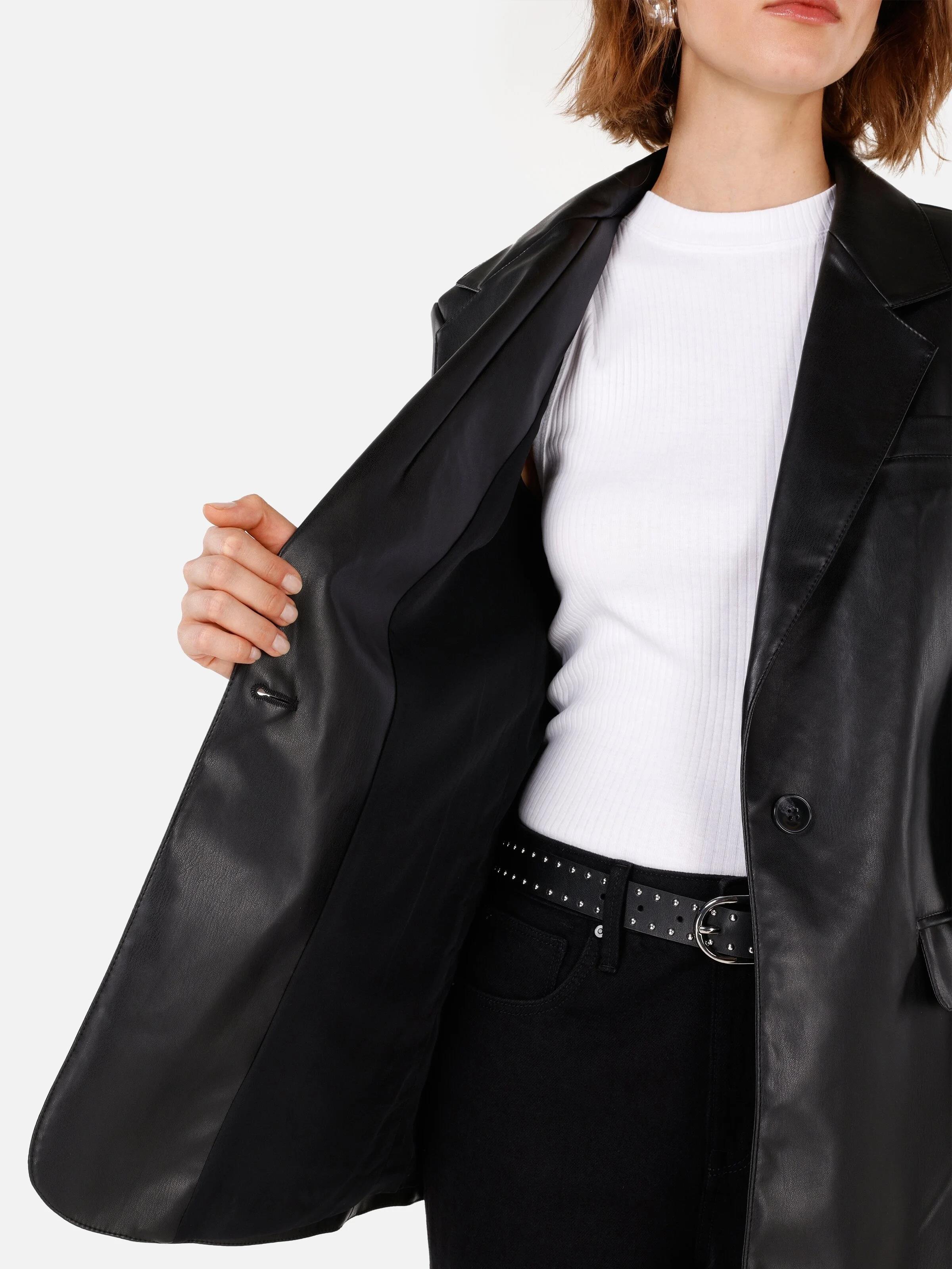 DOKUMA DIŞ KADIN PU MONT Regular Fit