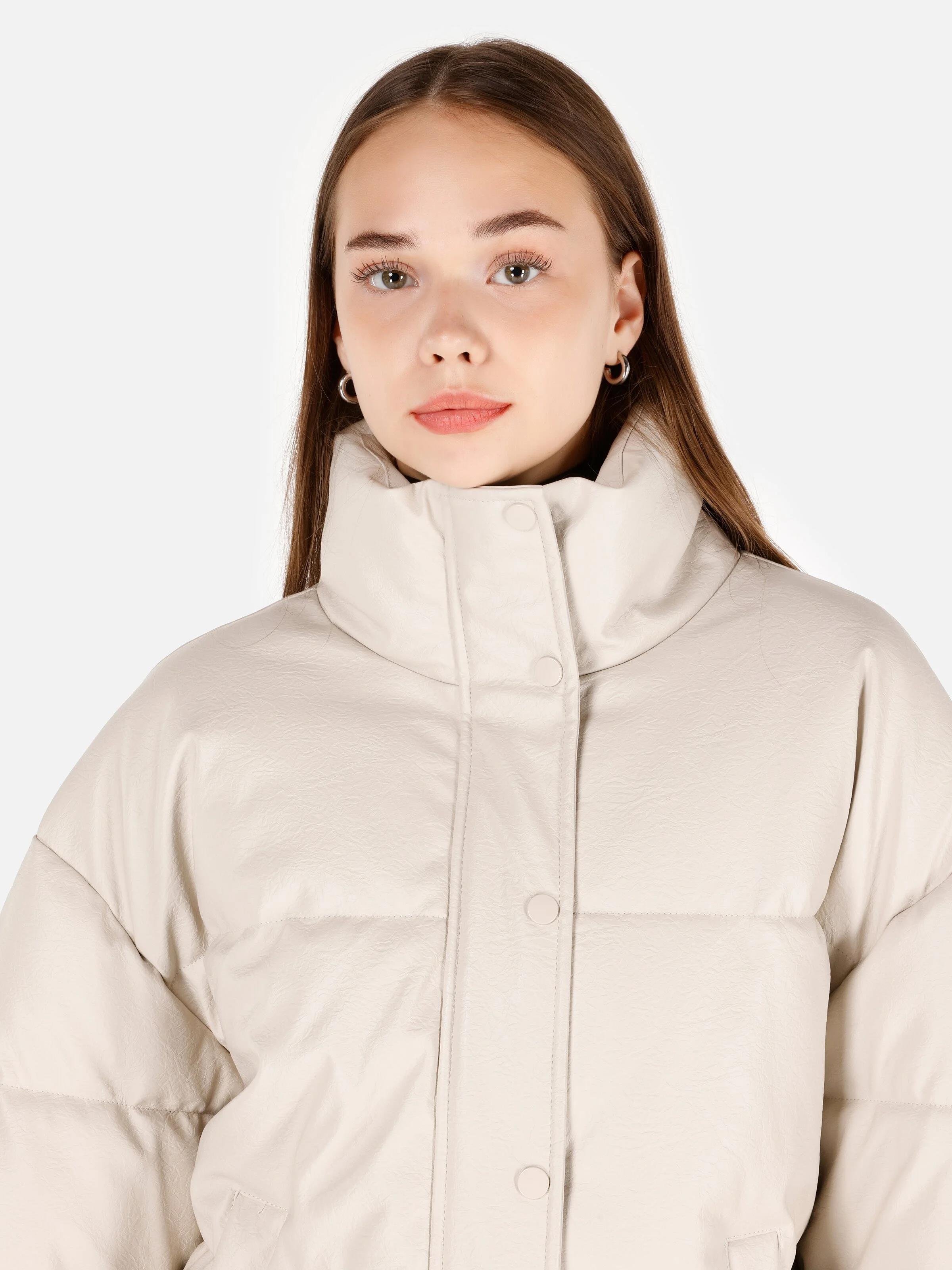 DOKUMA DIŞ KADIN PU MONT Slim Fit
