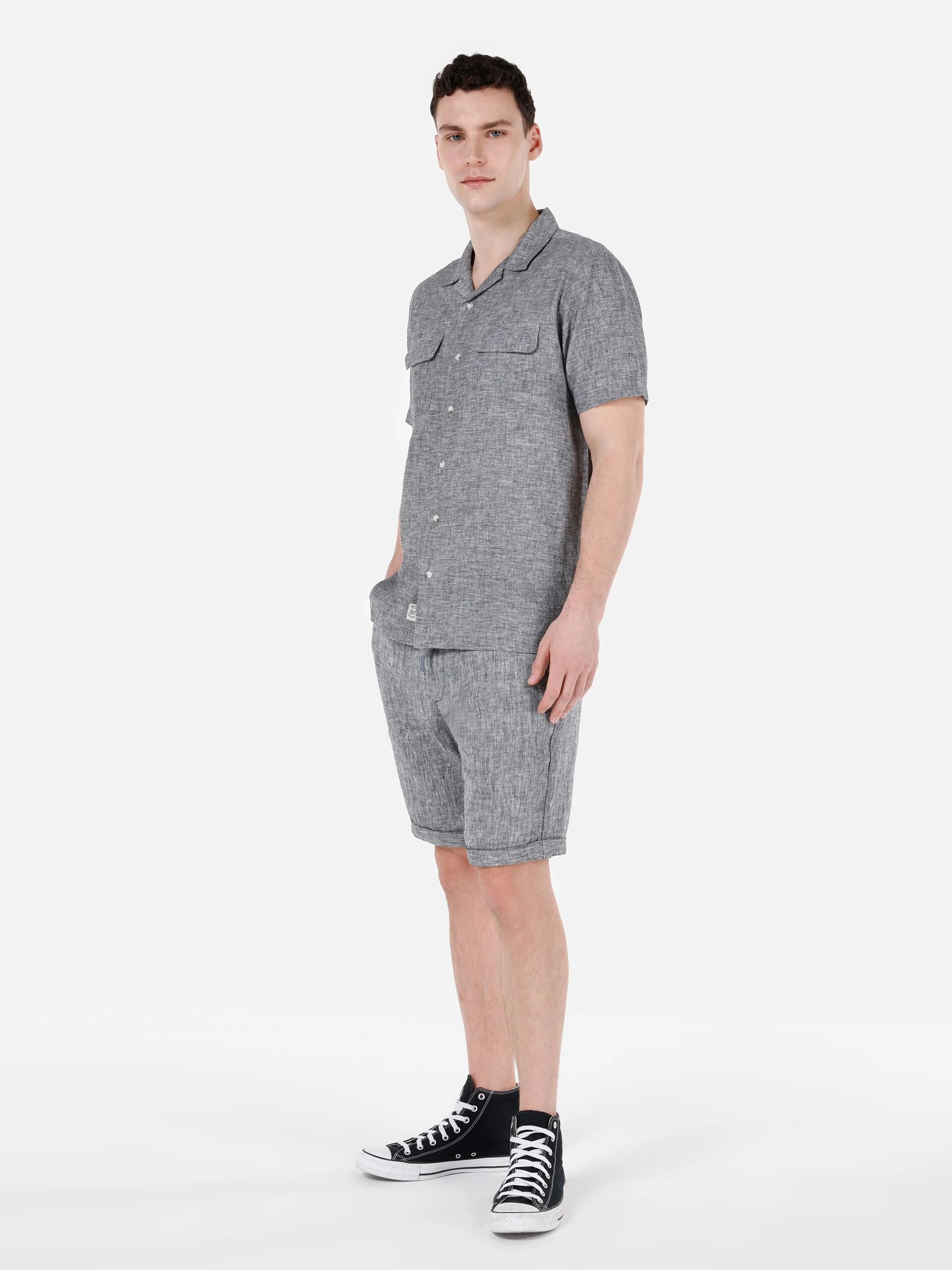 DOKUMA ÜST ERKEK KISA KOL GÖMLEK Comfort Fit