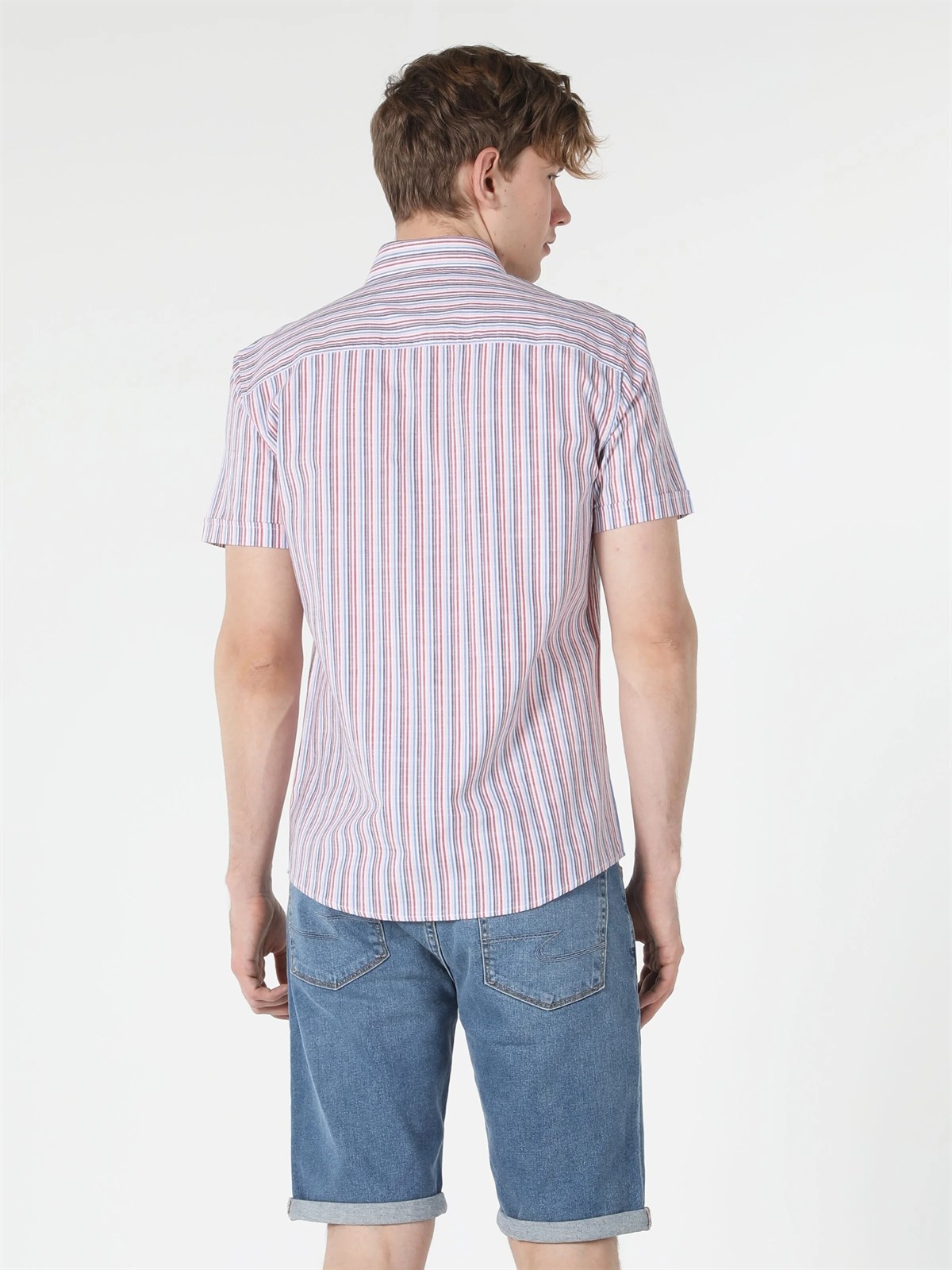 DOKUMA ÜST ERKEK KISA KOL GÖMLEK Slim Fit