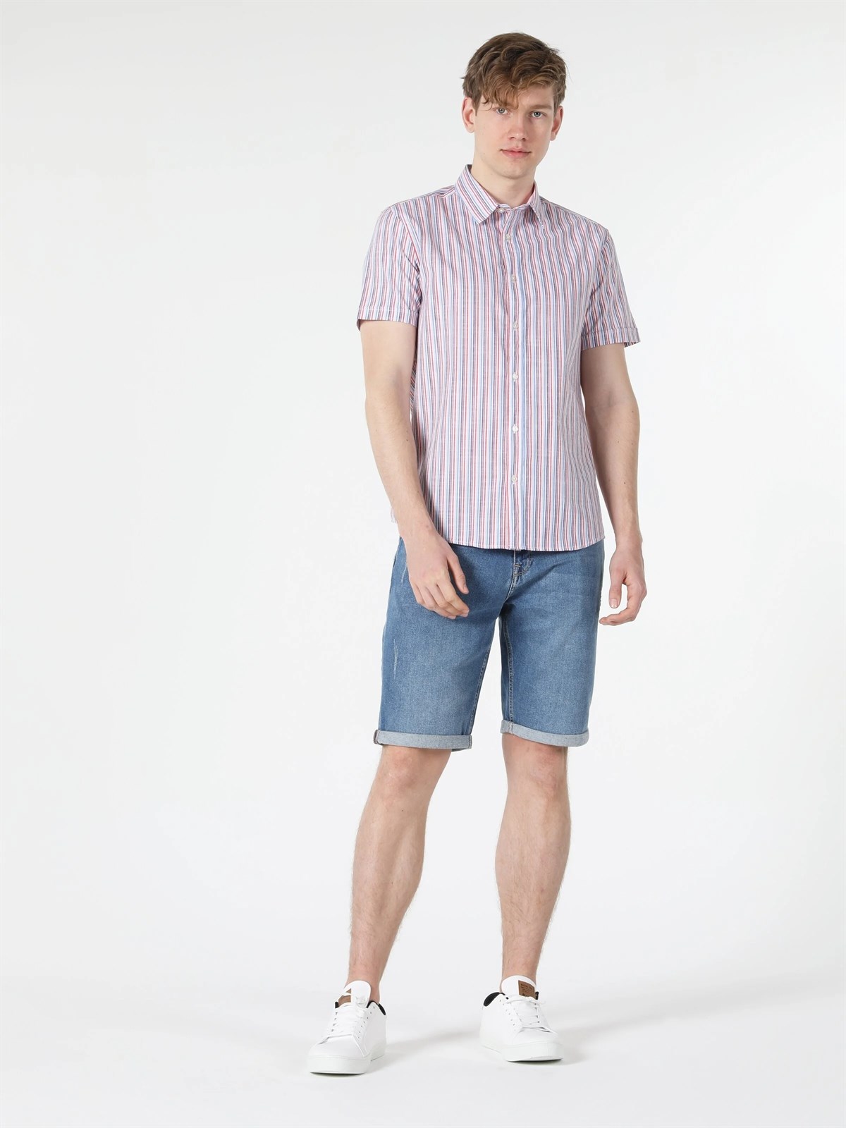 DOKUMA ÜST ERKEK KISA KOL GÖMLEK Slim Fit