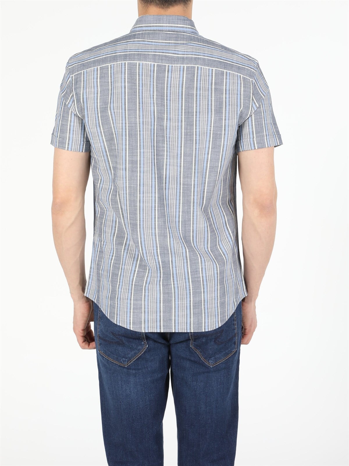 DOKUMA ÜST ERKEK KISA KOL GÖMLEK Slim Fit