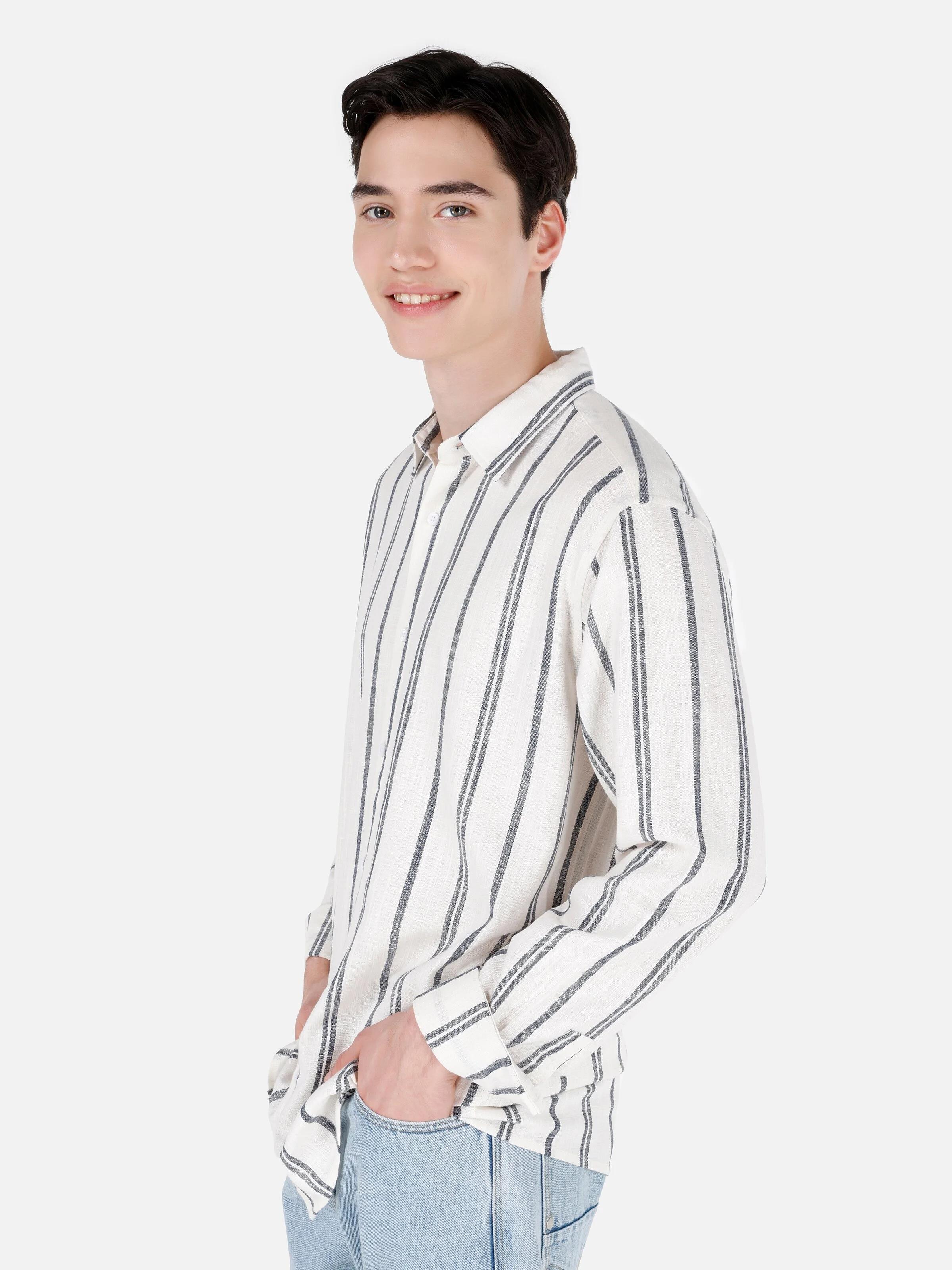 DOKUMA ÜST ERKEK UZUN KOL GÖMLEK Comfort Fit