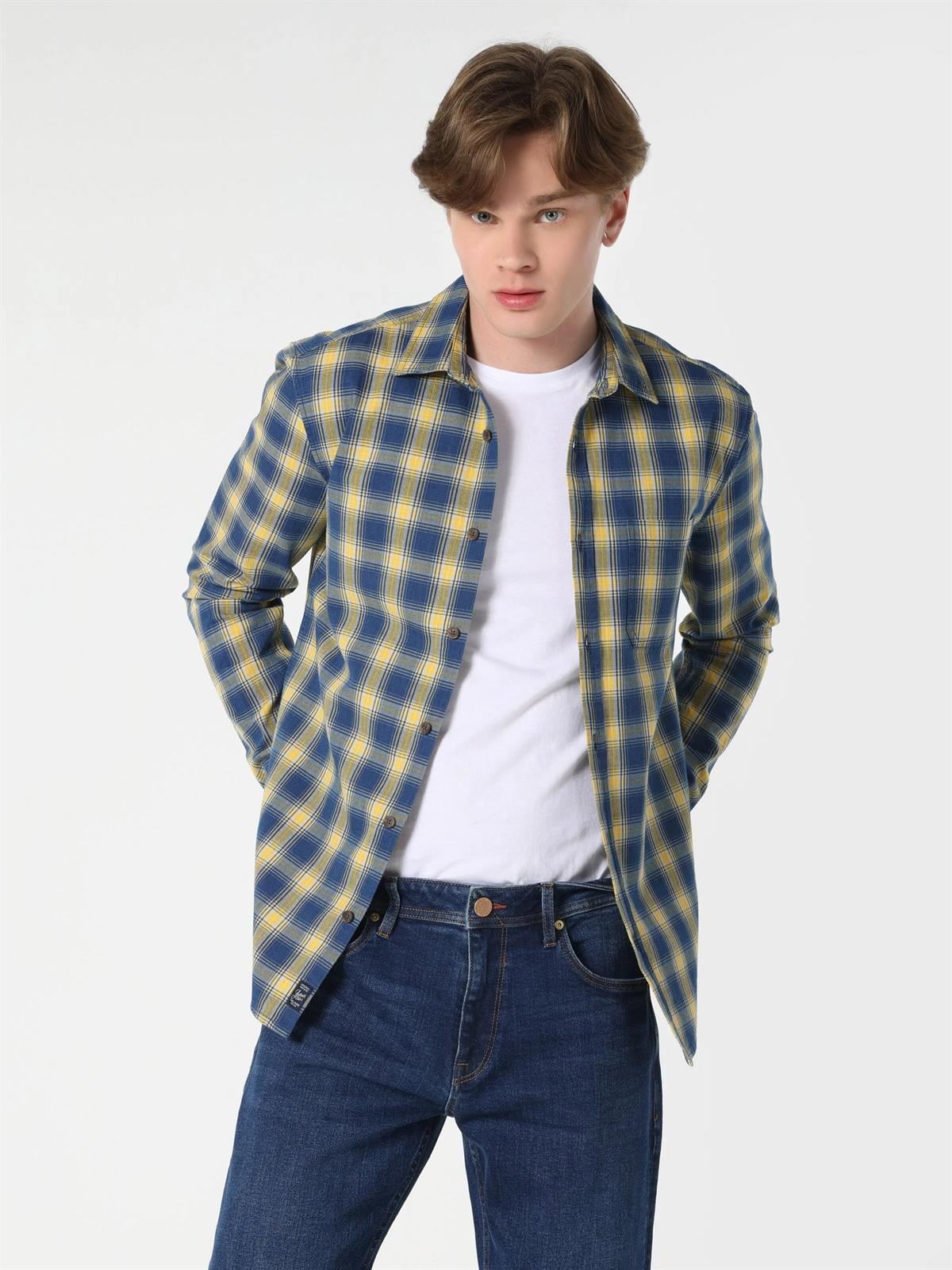 DOKUMA ÜST ERKEK UZUN KOL GÖMLEK Slim Fit