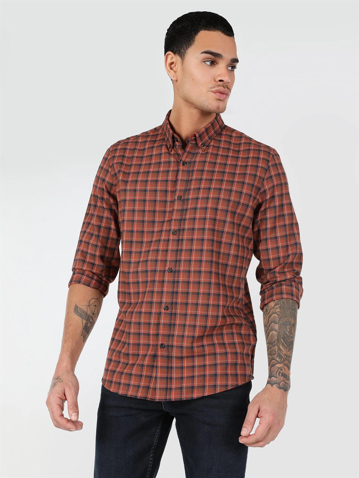 DOKUMA ÜST ERKEK UZUN KOL GÖMLEK Slim Fit