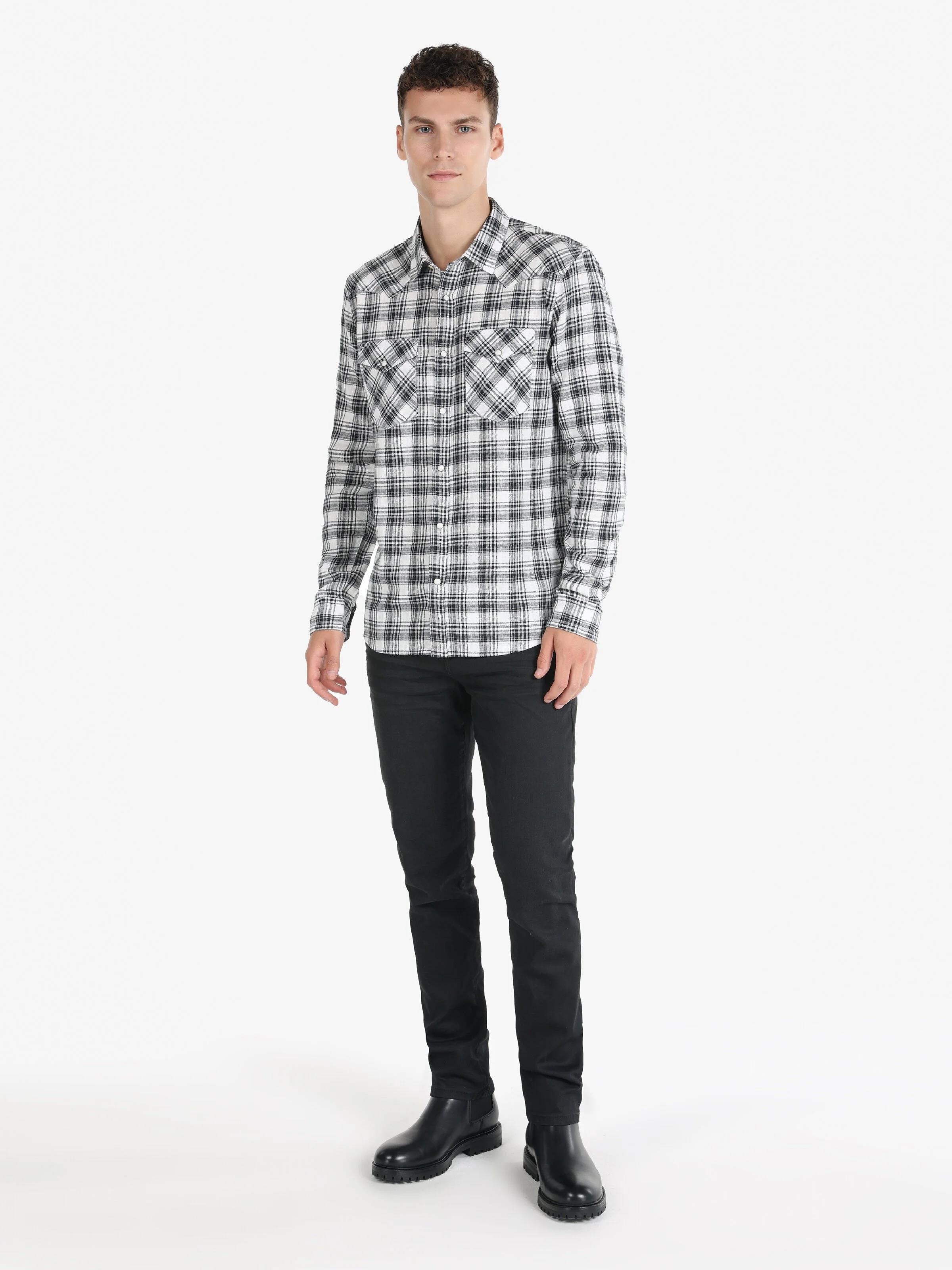DOKUMA ÜST ERKEK UZUN KOL GÖMLEK Slim Fit