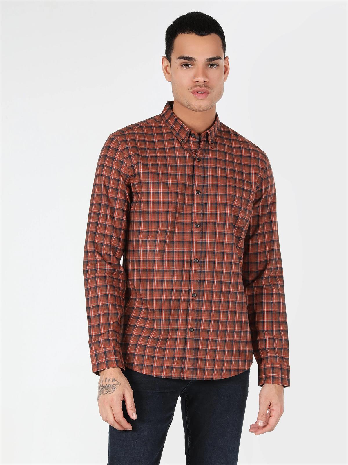 DOKUMA ÜST ERKEK UZUN KOL GÖMLEK Slim Fit