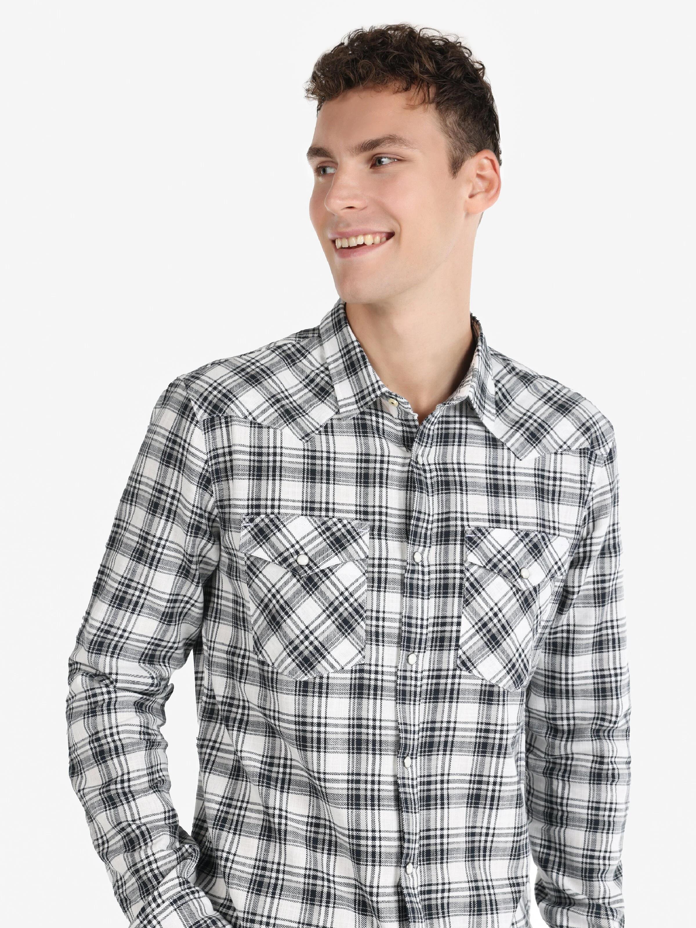 DOKUMA ÜST ERKEK UZUN KOL GÖMLEK Slim Fit