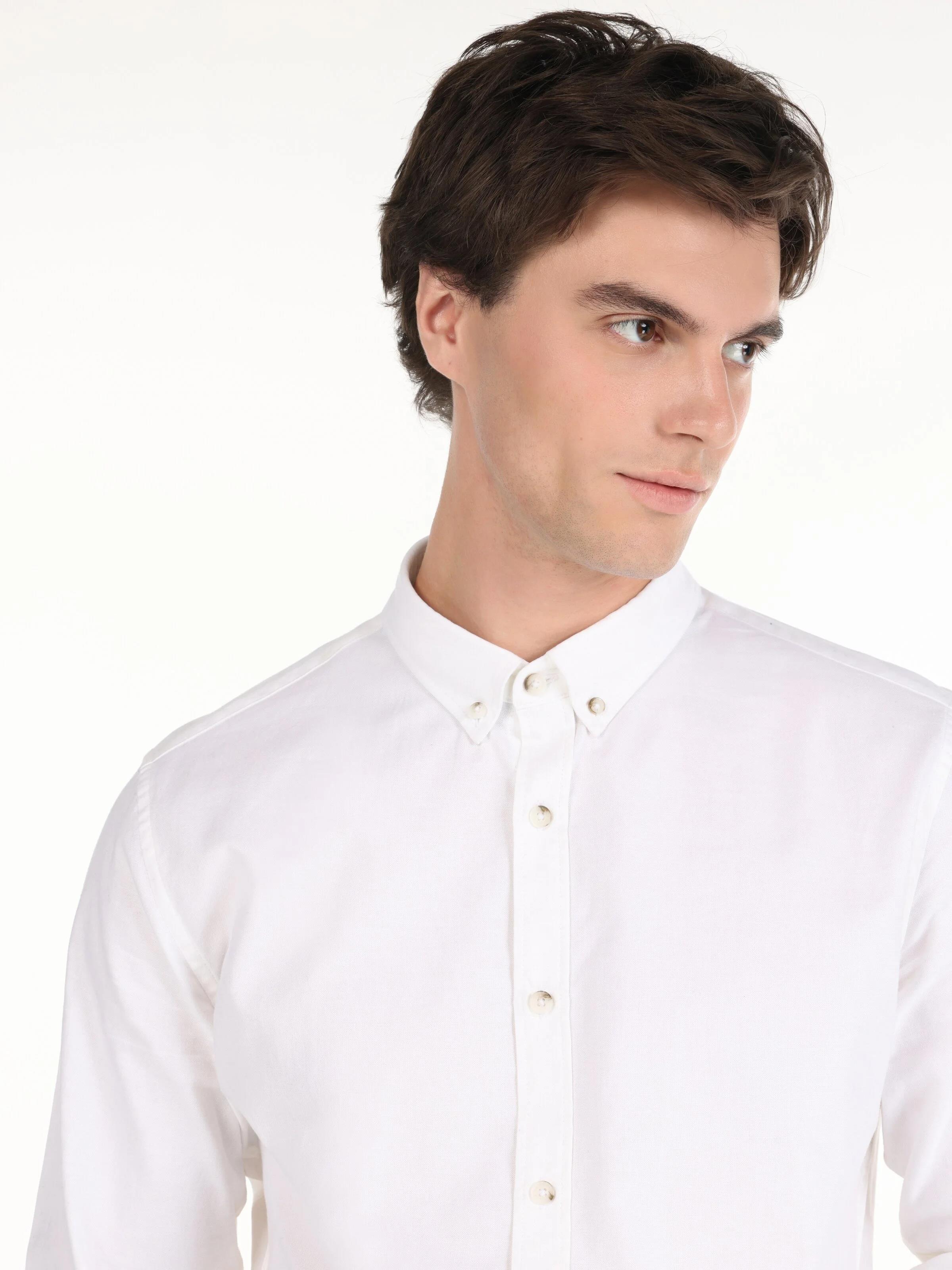DOKUMA ÜST ERKEK UZUN KOL GÖMLEK Slim Fit