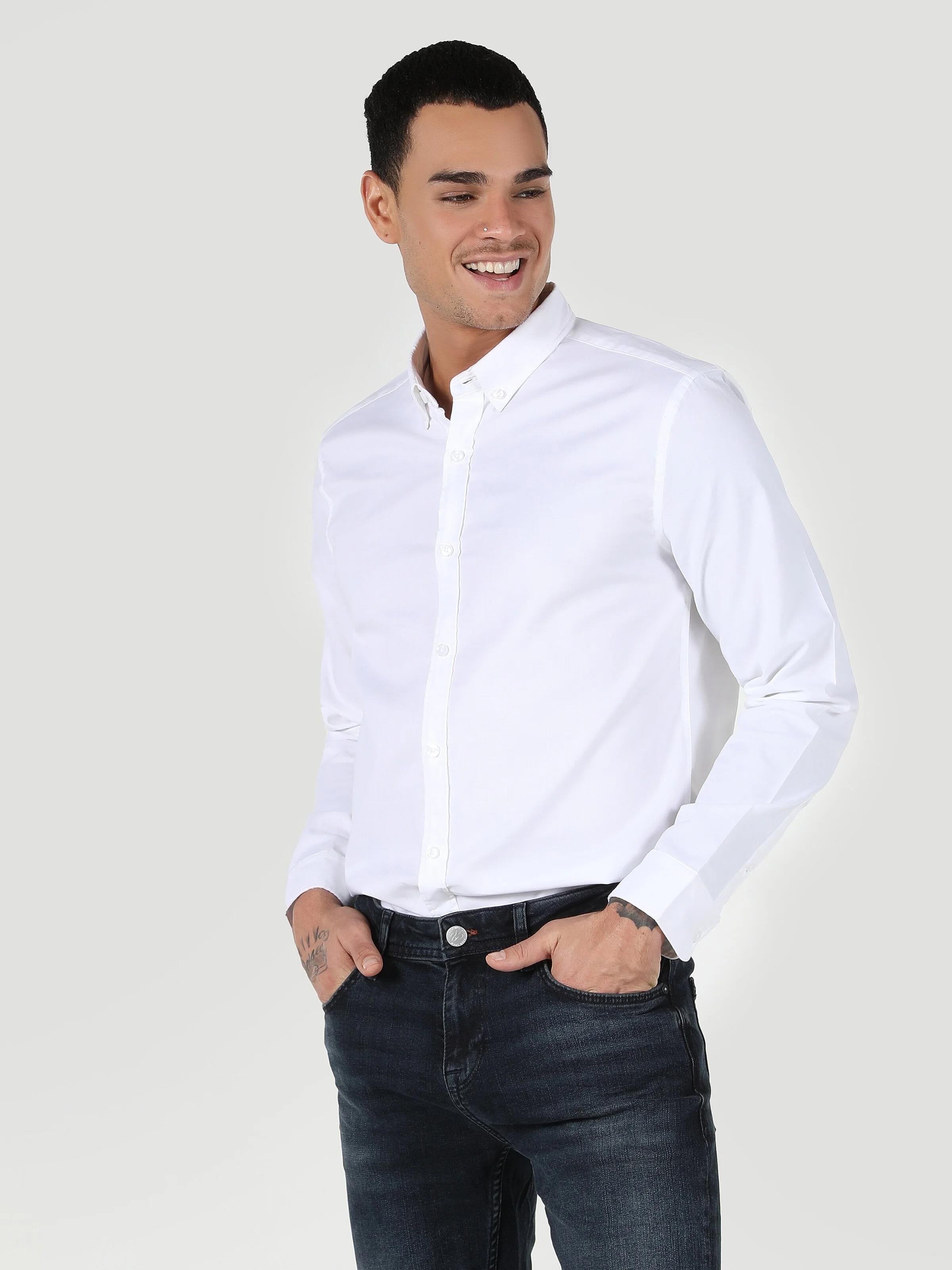 DOKUMA ÜST ERKEK UZUN KOL GÖMLEK Slim Fit